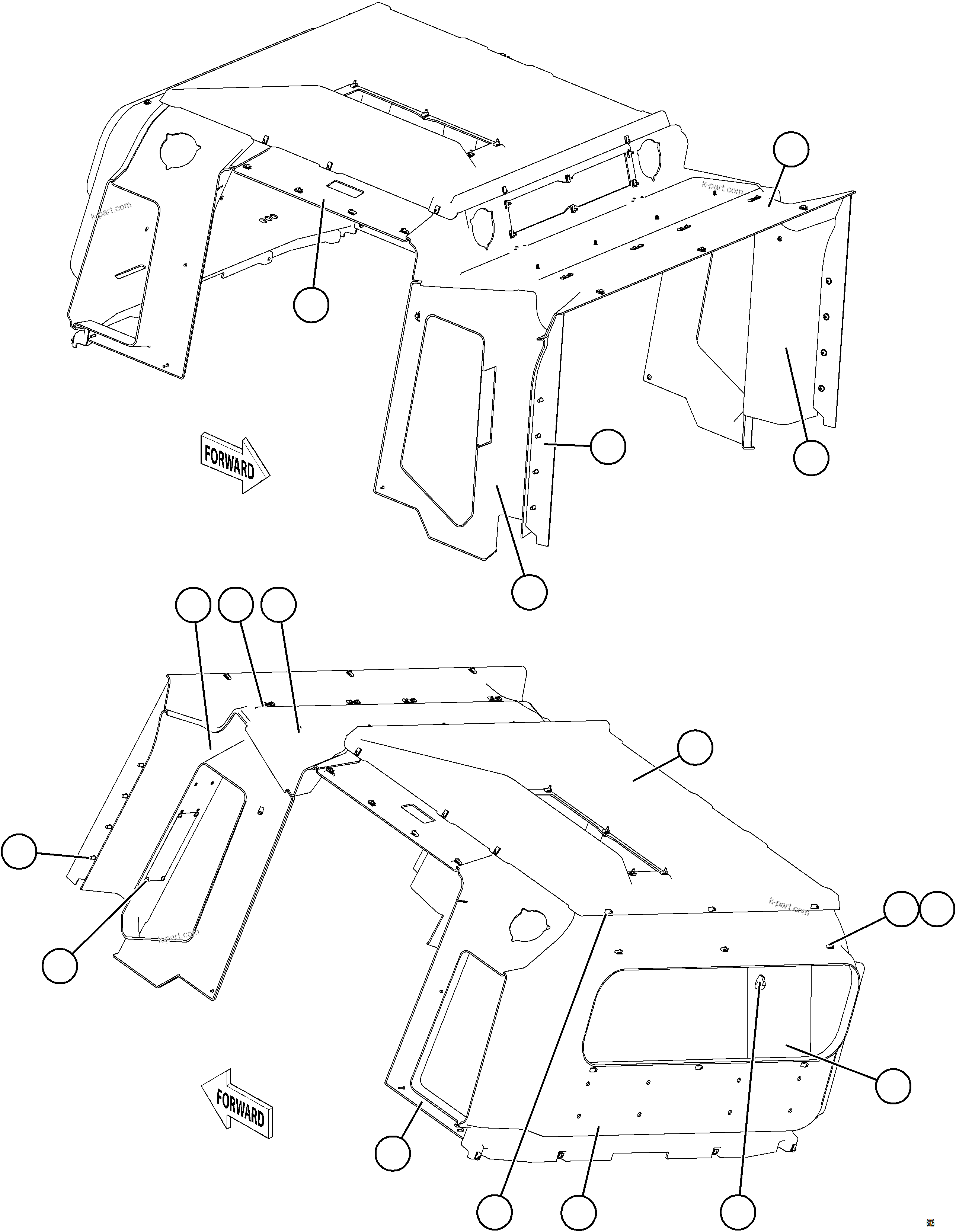 Komatsu parts book diagram for AFE78-D 930E-5 S/N A40027 - A40028 BMA GOONYELLA: CAB VINYL    2/2