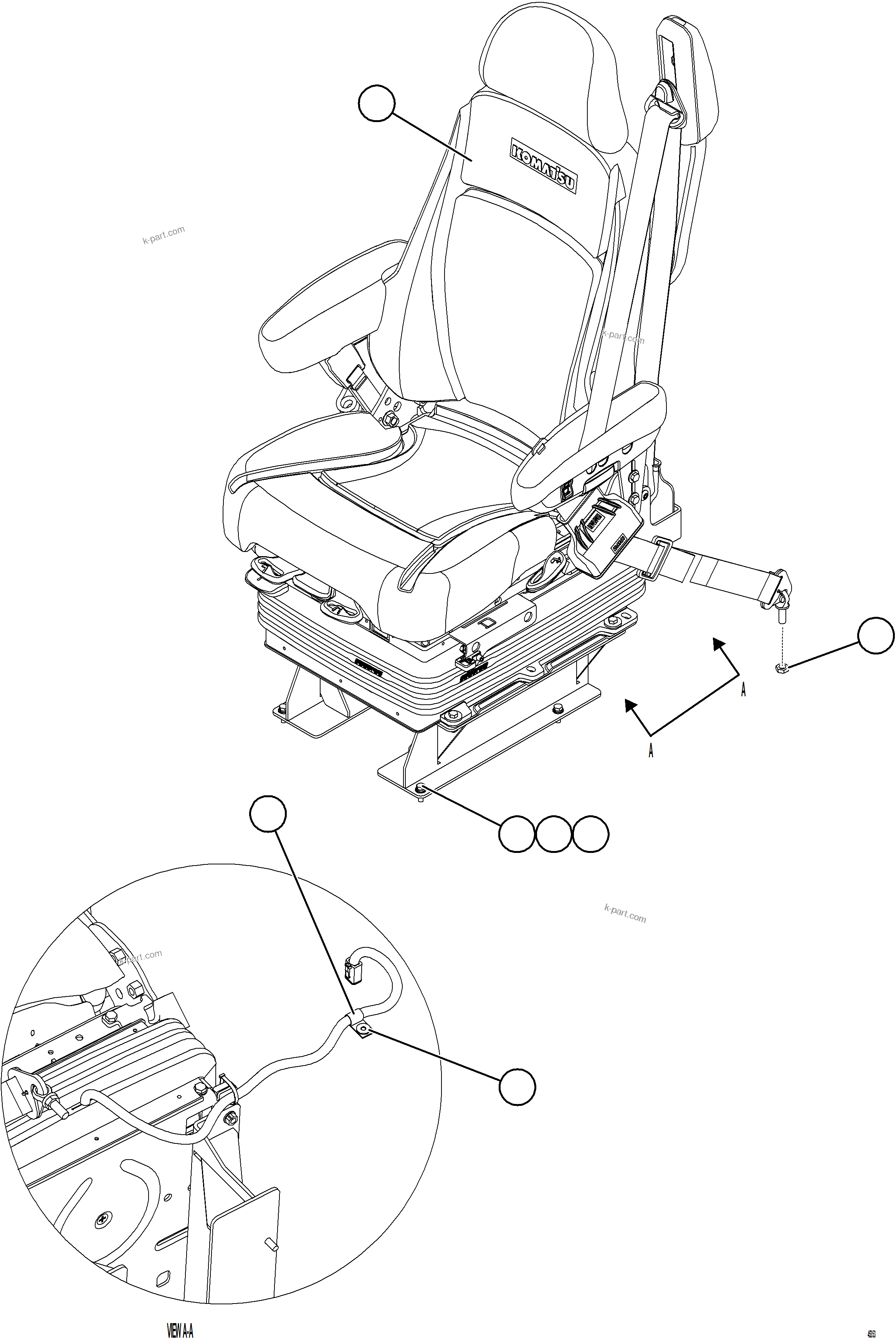 Komatsu parts book diagram for AFE78-D 930E-5 S/N A40027 - A40028 BMA GOONYELLA: OPERATOR SEAT INSTALLATION