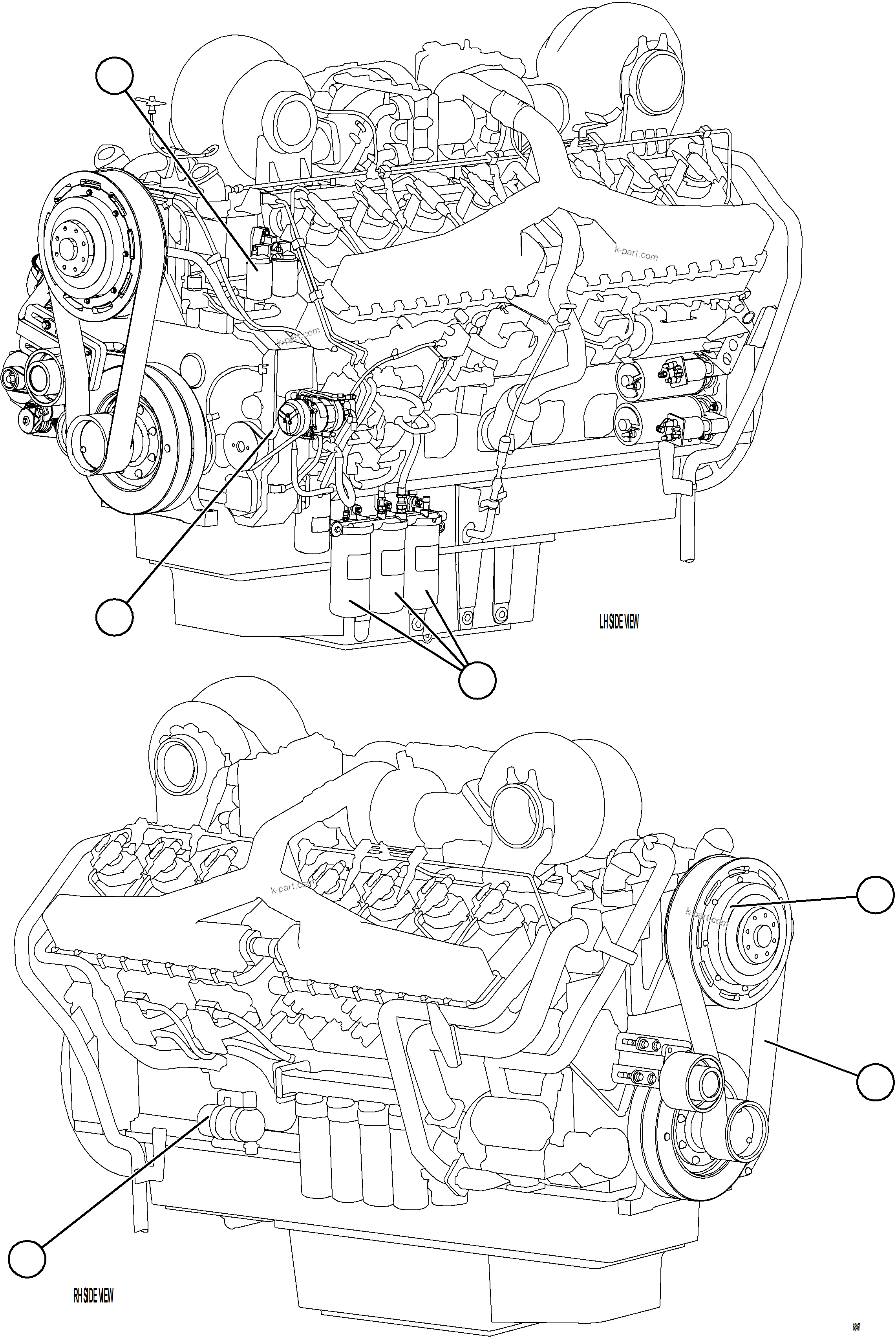 Komatsu parts book diagram for AFE78-E 930E-5 S/N A40022, A40024 - A40025  TECK: ENGINE COMPONENTS