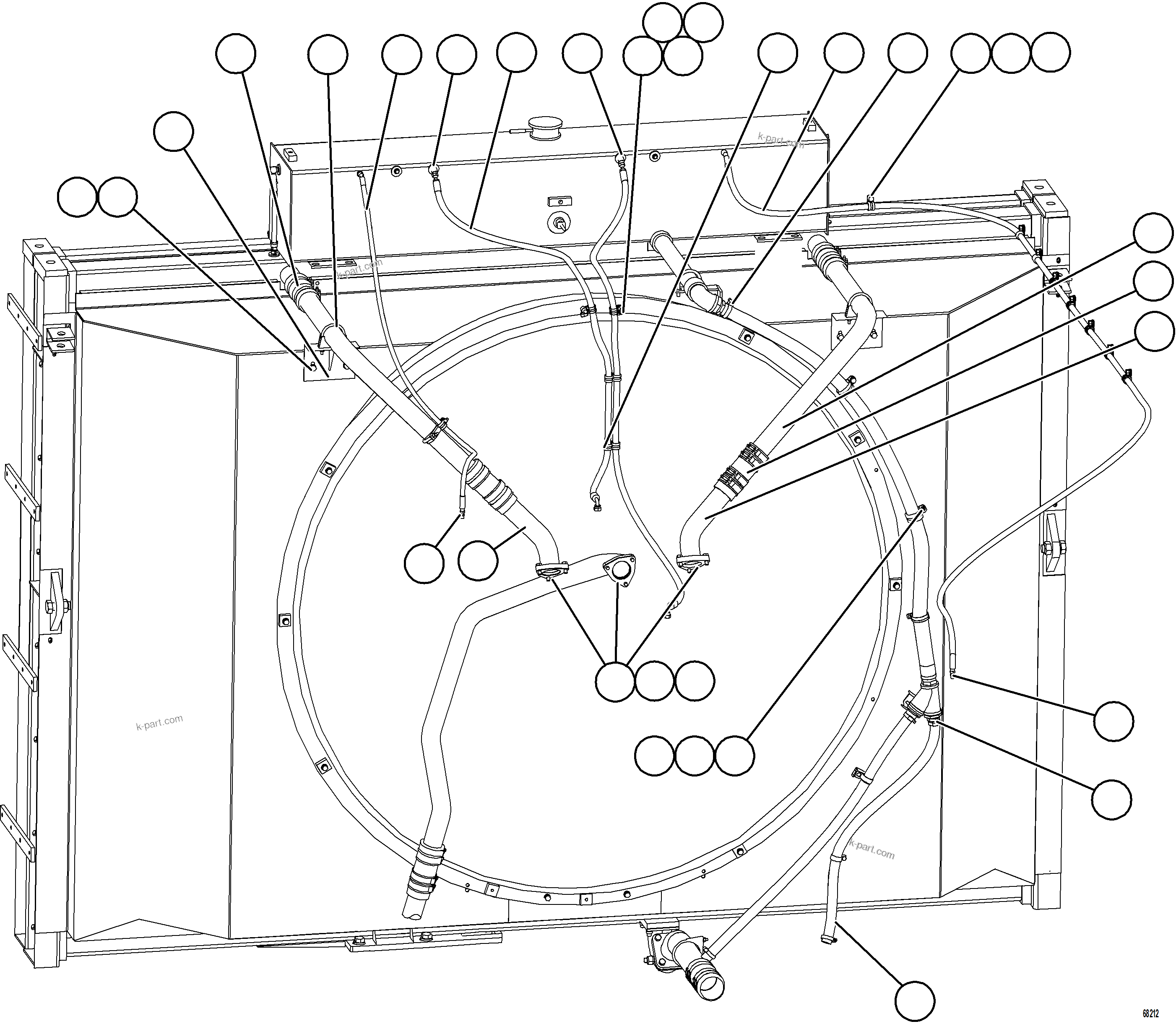 Komatsu parts book diagram for AFE78-E 930E-5 S/N A40022, A40024 - A40025  TECK: RADIATOR PIPING    1/4