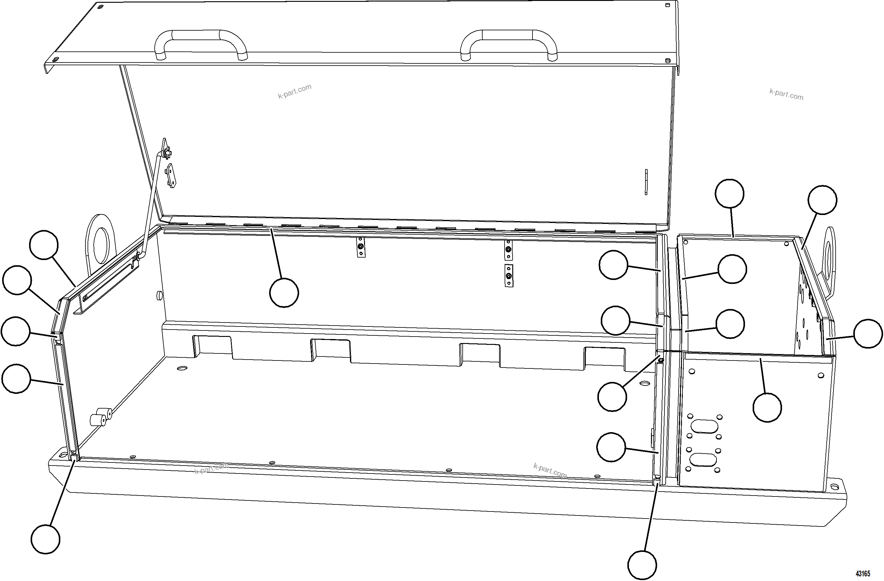 Komatsu parts book diagram for AFE78-E 930E-5 S/N A40022, A40024 - A40025  TECK: BATTERY BOX    3/6