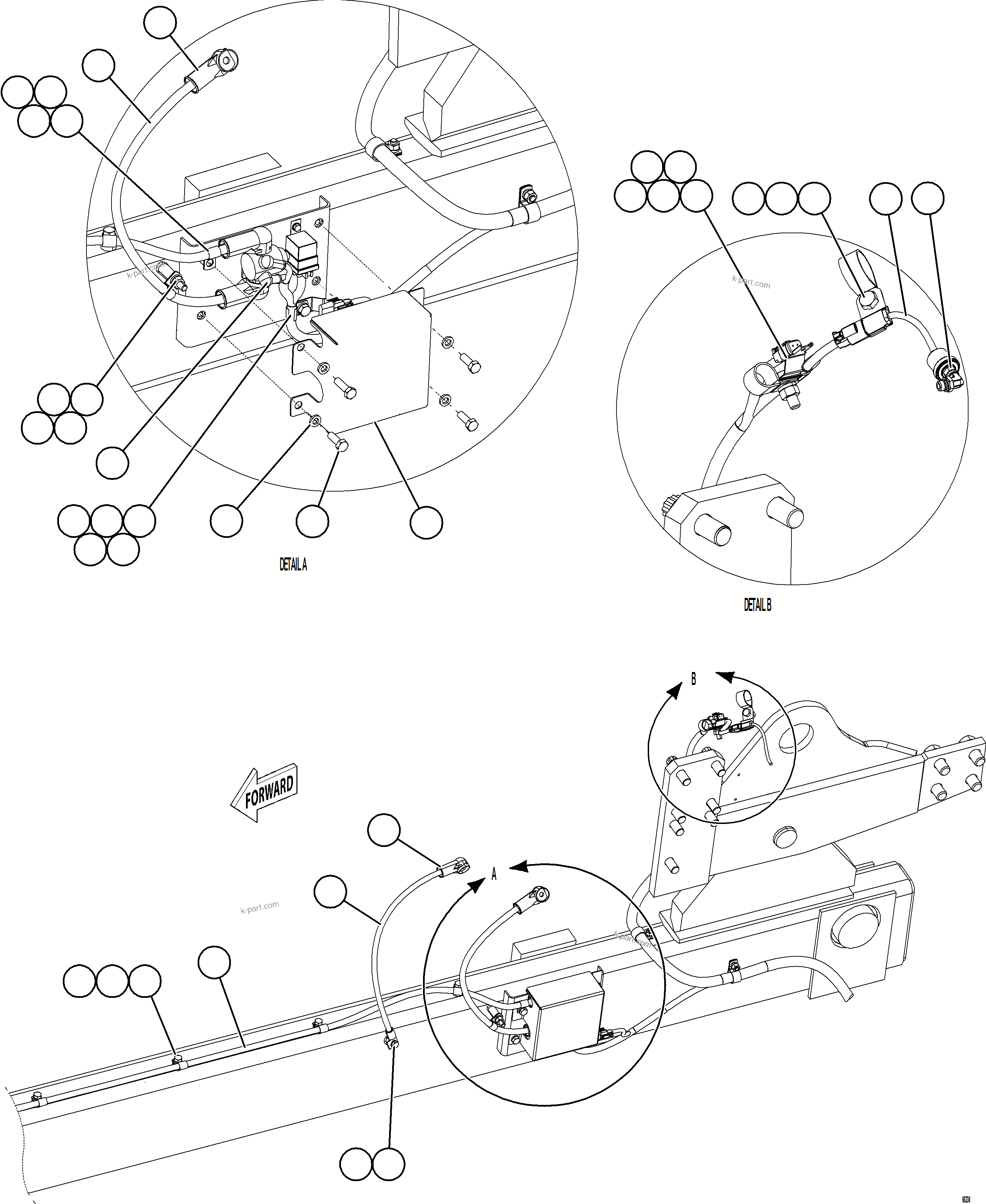 Komatsu parts book diagram for AFE78-E 930E-5 S/N A40022, A40024 - A40025  TECK: STARTING SYSTEM WIRING    3/3