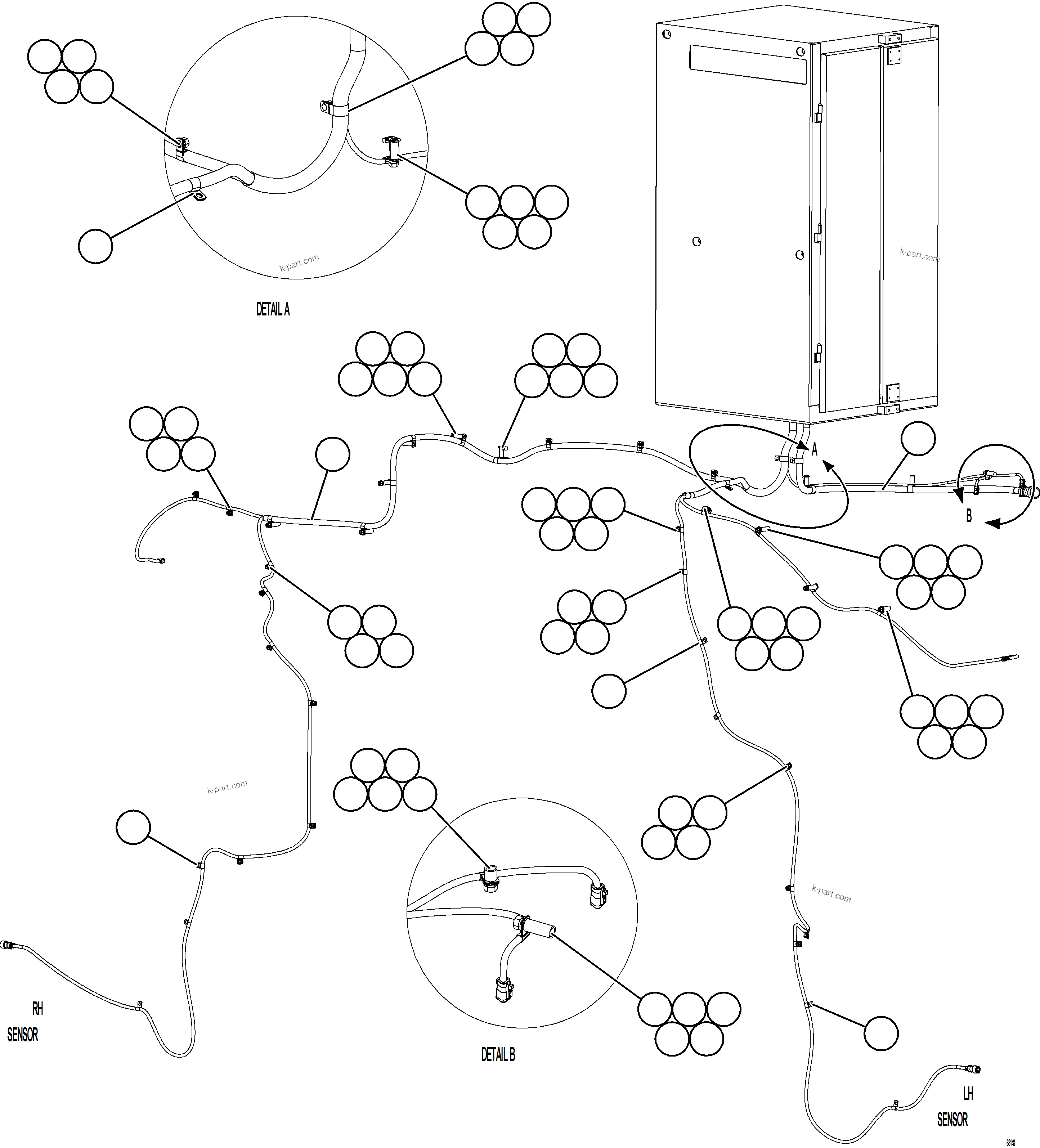Komatsu parts book diagram for AFE78-E 930E-5 S/N A40022, A40024 - A40025  TECK: FRONT WHEEL SPEED SENSOR HARNESS
