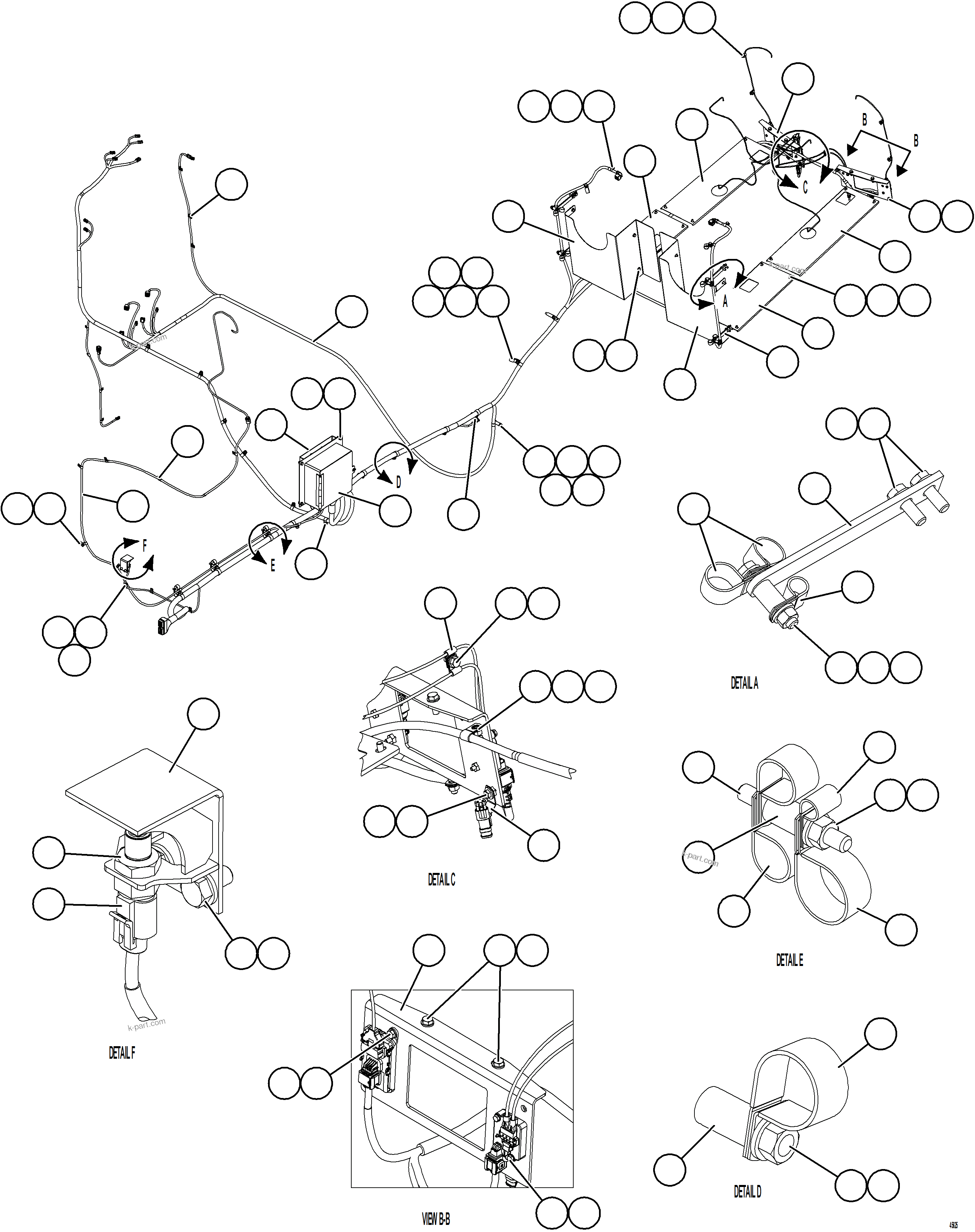 Komatsu parts book diagram for AFE78-E 930E-5 S/N A40022, A40024 - A40025  TECK: DEF EXHAUST WIRING