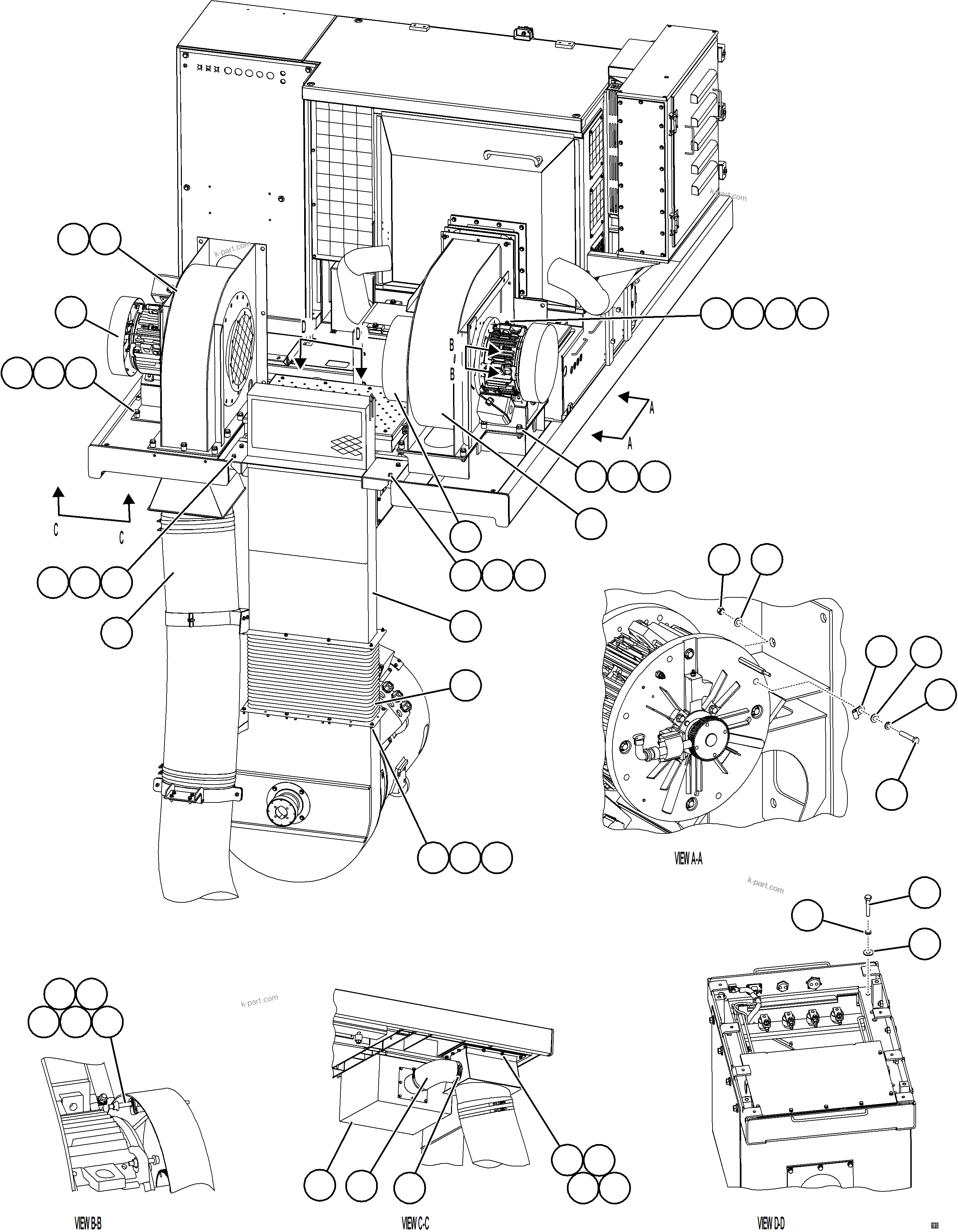 Komatsu parts book diagram for AFE78-E 930E-5 S/N A40022, A40024 - A40025  TECK: BLOWER INLET INSTALLATION