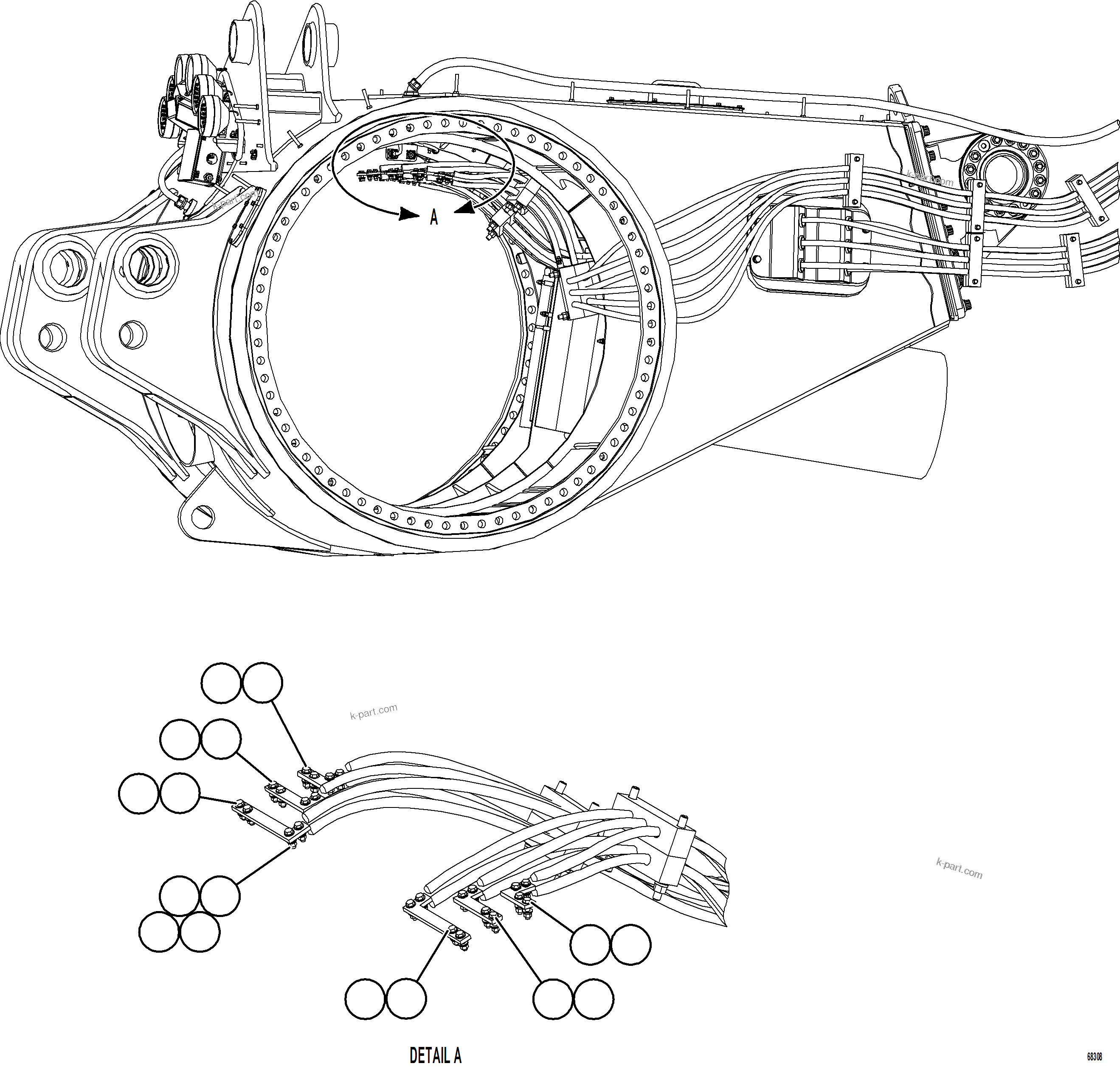 Komatsu parts book diagram for AFE78-E 930E-5 S/N A40022, A40024 - A40025  TECK: REAR AXLE WIRING    2/2
