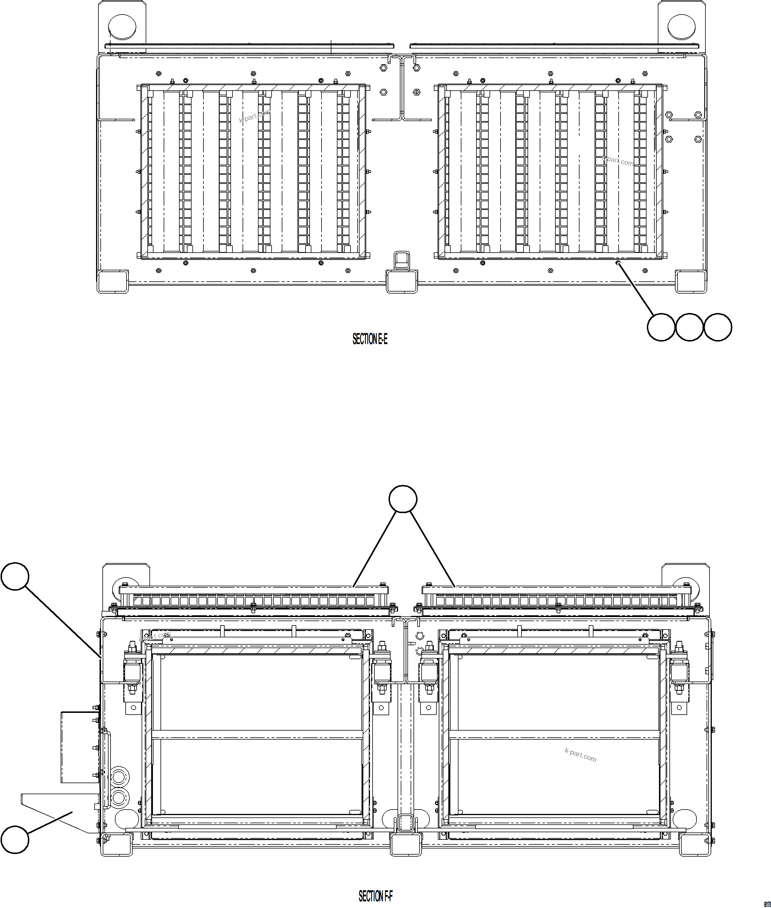 Komatsu parts book diagram for AFE78-E 930E-5 S/N A40022, A40024 - A40025  TECK: RETARDING GRID ASSEMBLY    5/6    58F-06-03102
