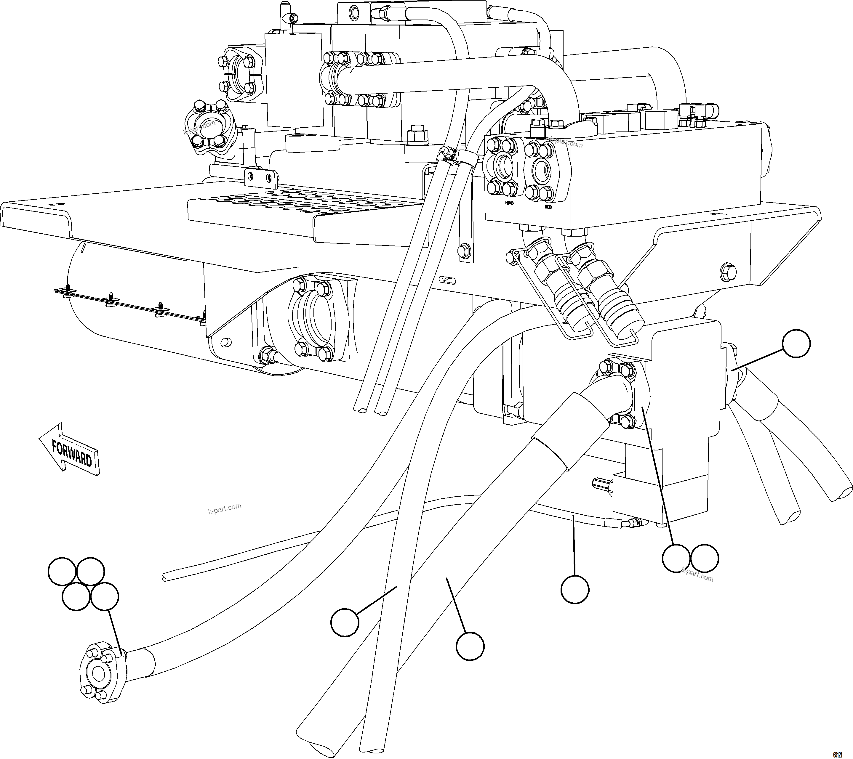 Komatsu parts book diagram for AFE78-E 930E-5 S/N A40022, A40024 - A40025  TECK: PUMP MODULE - STEERING PUMP PIPING