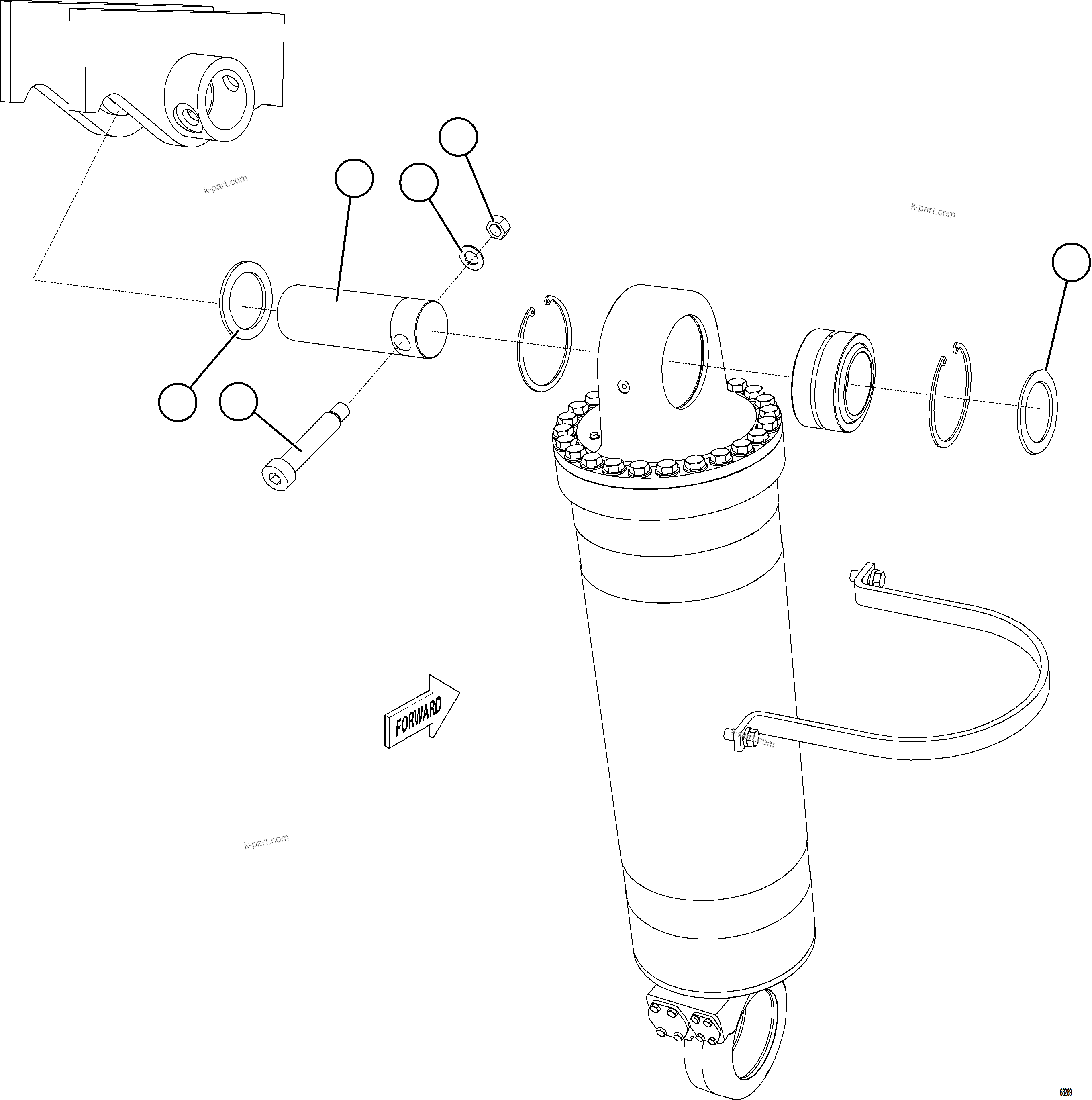 Komatsu parts book diagram for AFE78-E 930E-5 S/N A40022, A40024 - A40025  TECK: HOIST CYLINDER INSTALLATION    1/2