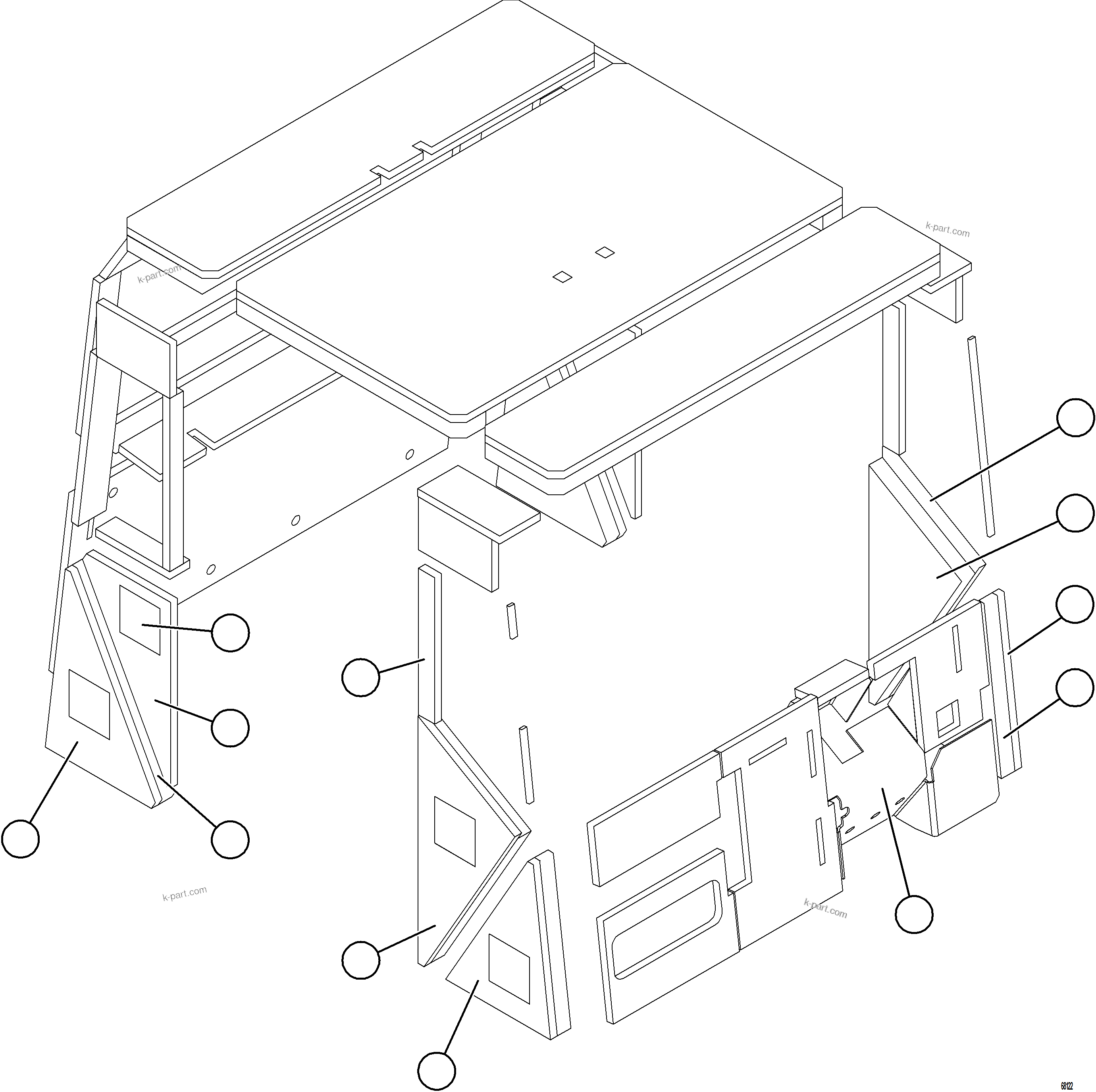 Komatsu parts book diagram for AFE78-E 930E-5 S/N A40022, A40024 - A40025  TECK: CAB INSULATION    1/2