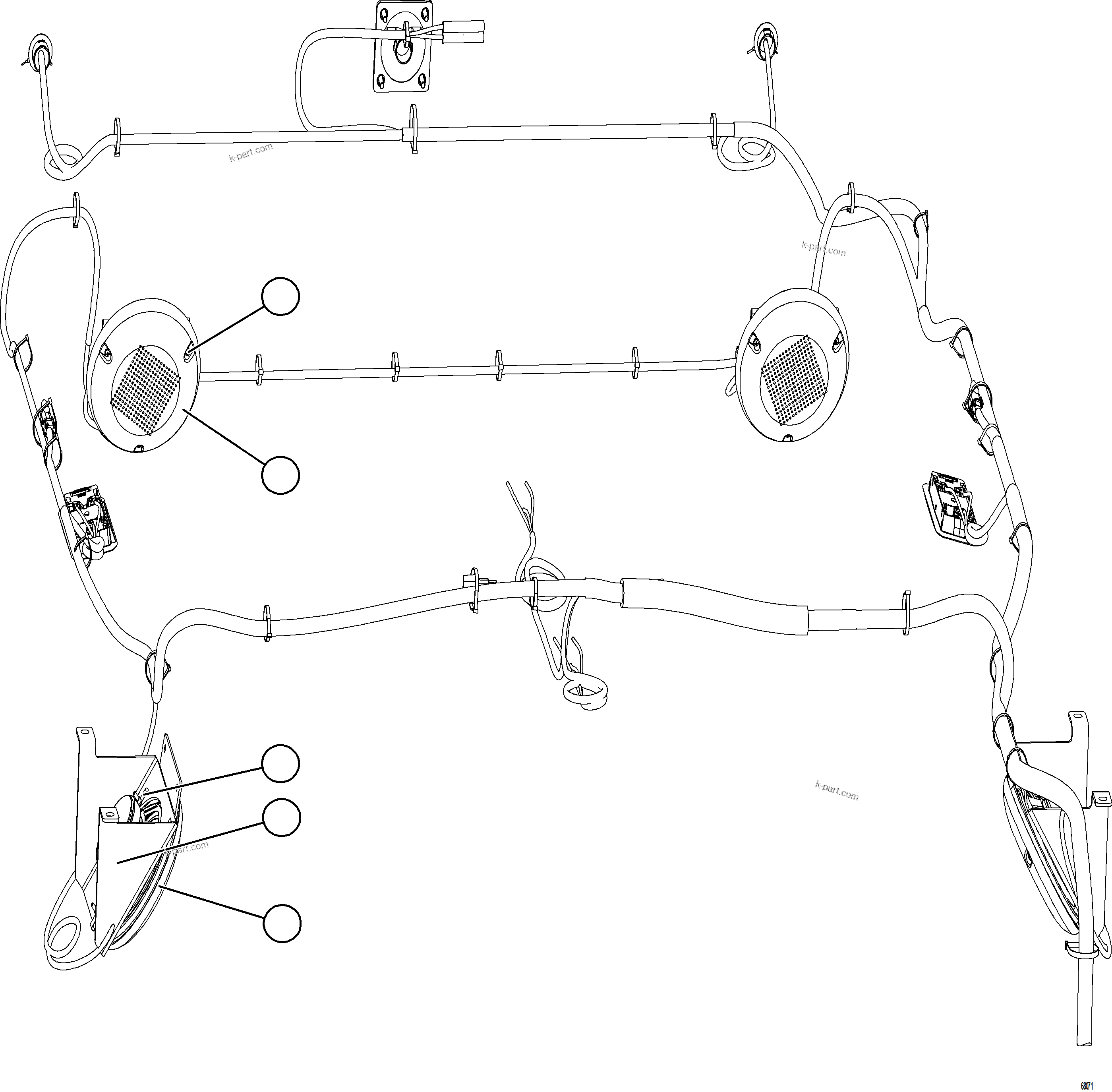 Komatsu parts book diagram for AFE78-E 930E-5 S/N A40022, A40024 - A40025  TECK: REAR SPEAKER INSTALLATION