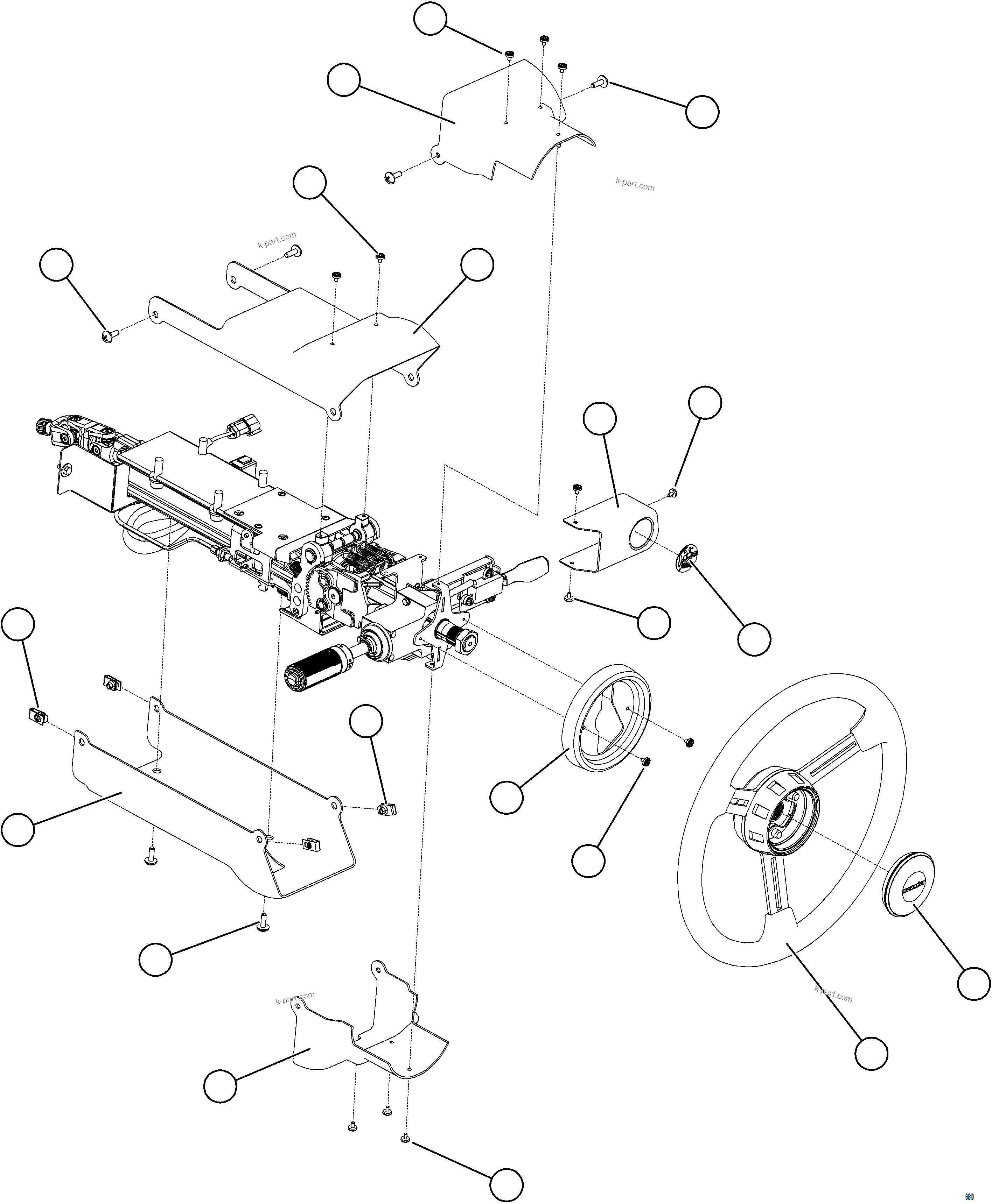 Komatsu parts book diagram for AFE78-E 930E-5 S/N A40022, A40024 - A40025  TECK: STEERING COLUMN    1/2