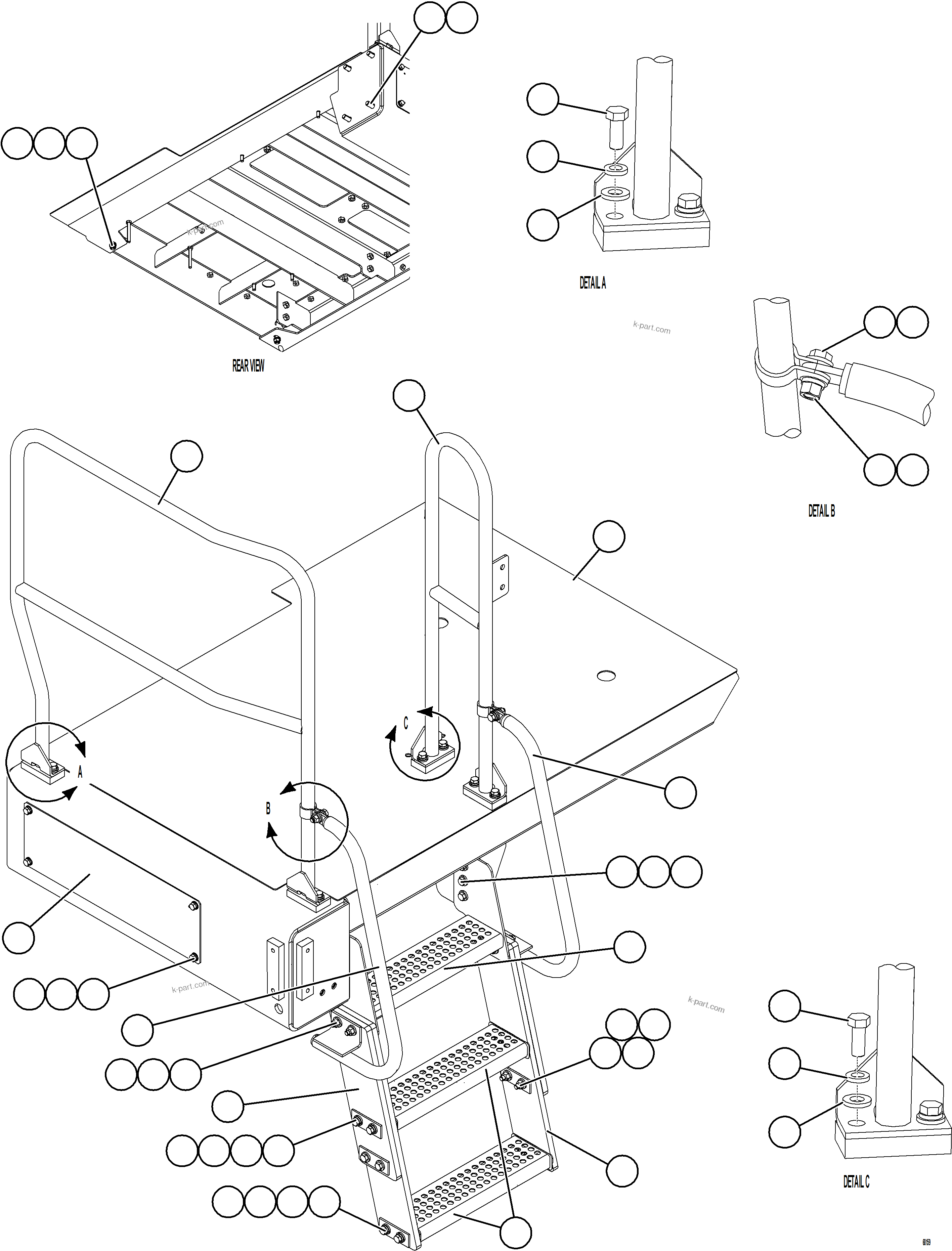 Komatsu parts book diagram for AFE78-E 930E-5 S/N A40022, A40024 - A40025  TECK: LH STEPS & PLATFORM
