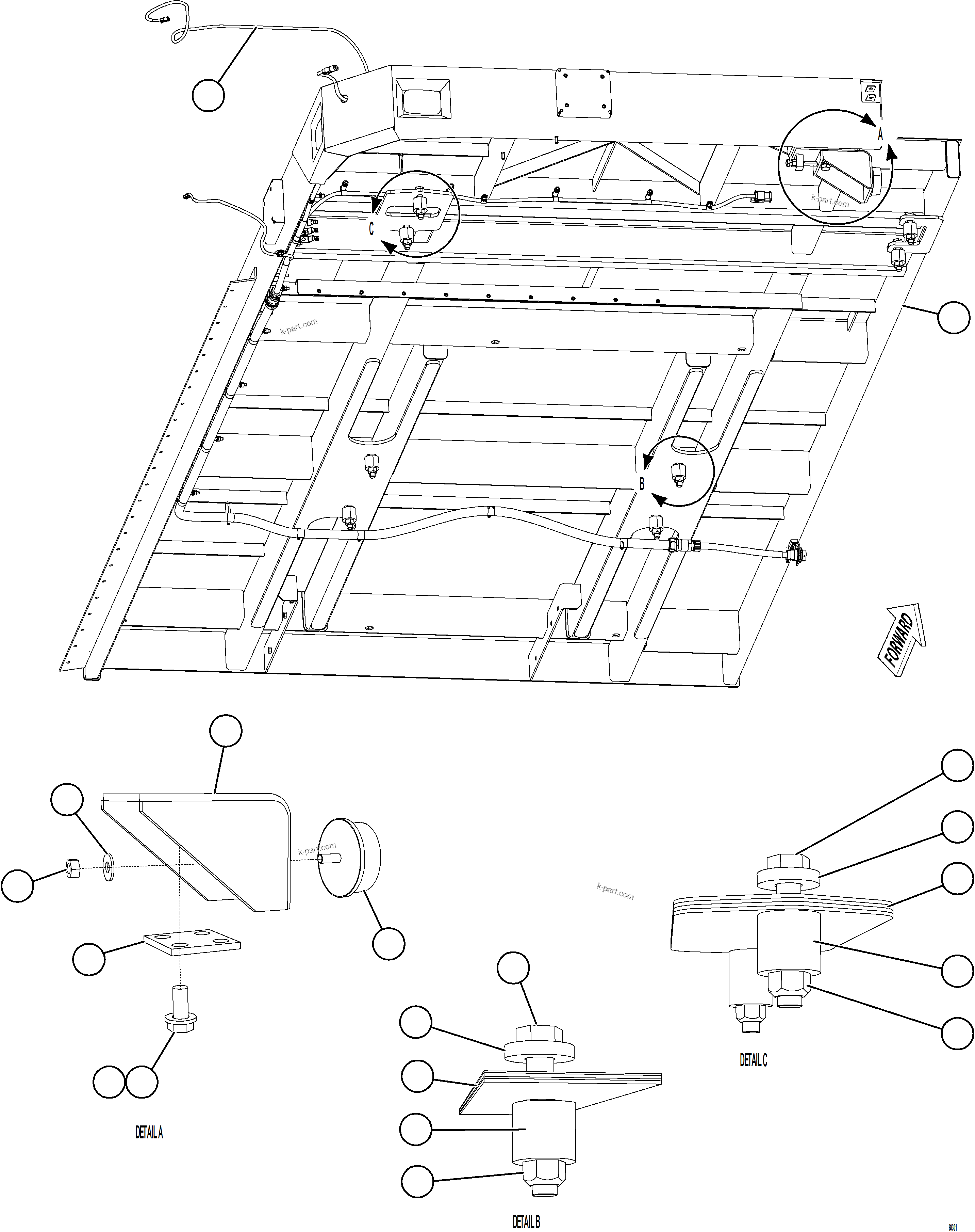 Komatsu parts book diagram for AFE78-E 930E-5 S/N A40022, A40024 - A40025  TECK: RH DECK INSTALLATION