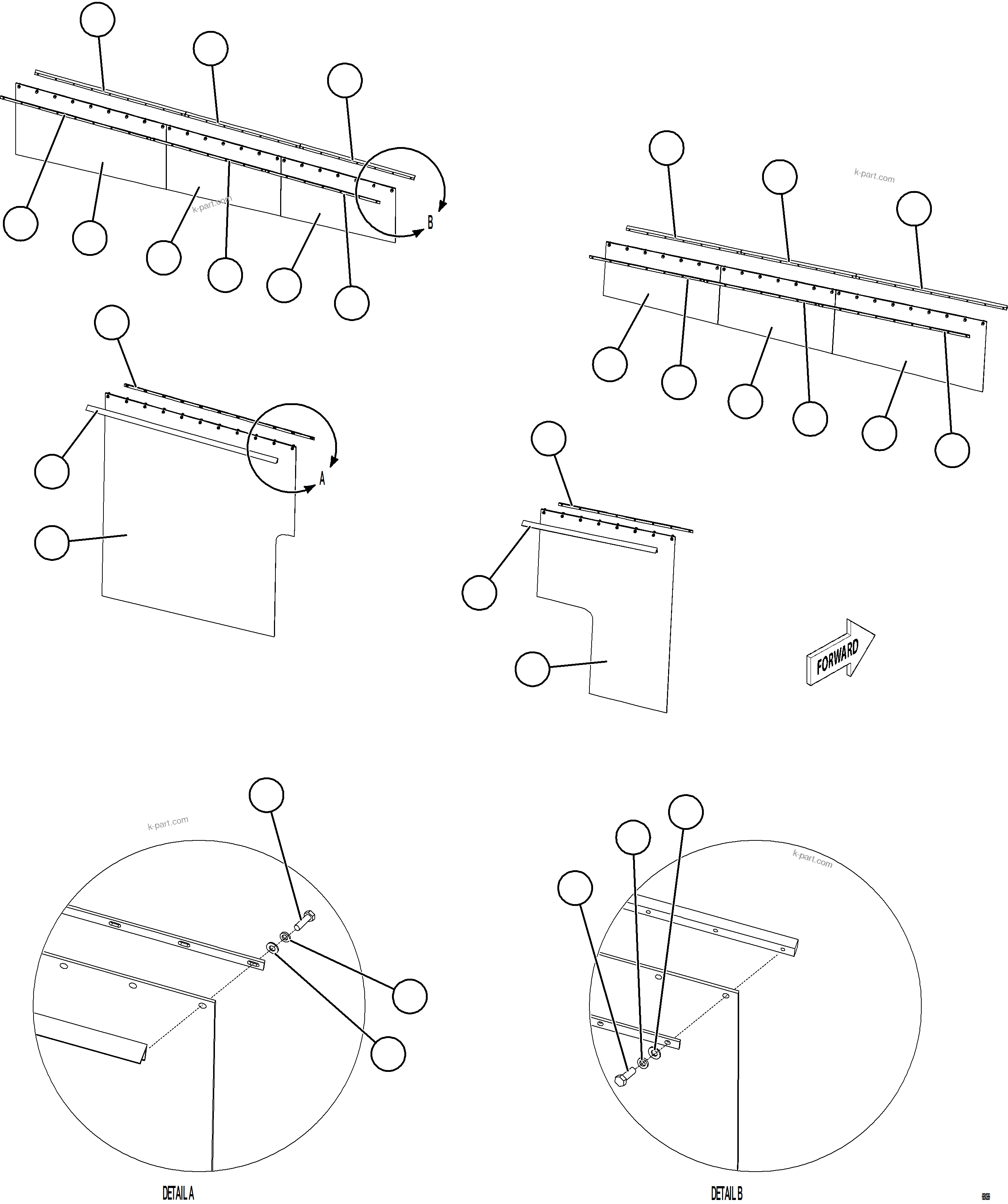 Komatsu parts book diagram for AFE78-E 930E-5 S/N A40022, A40024 - A40025  TECK: BODY MUD FLAPS    2/2