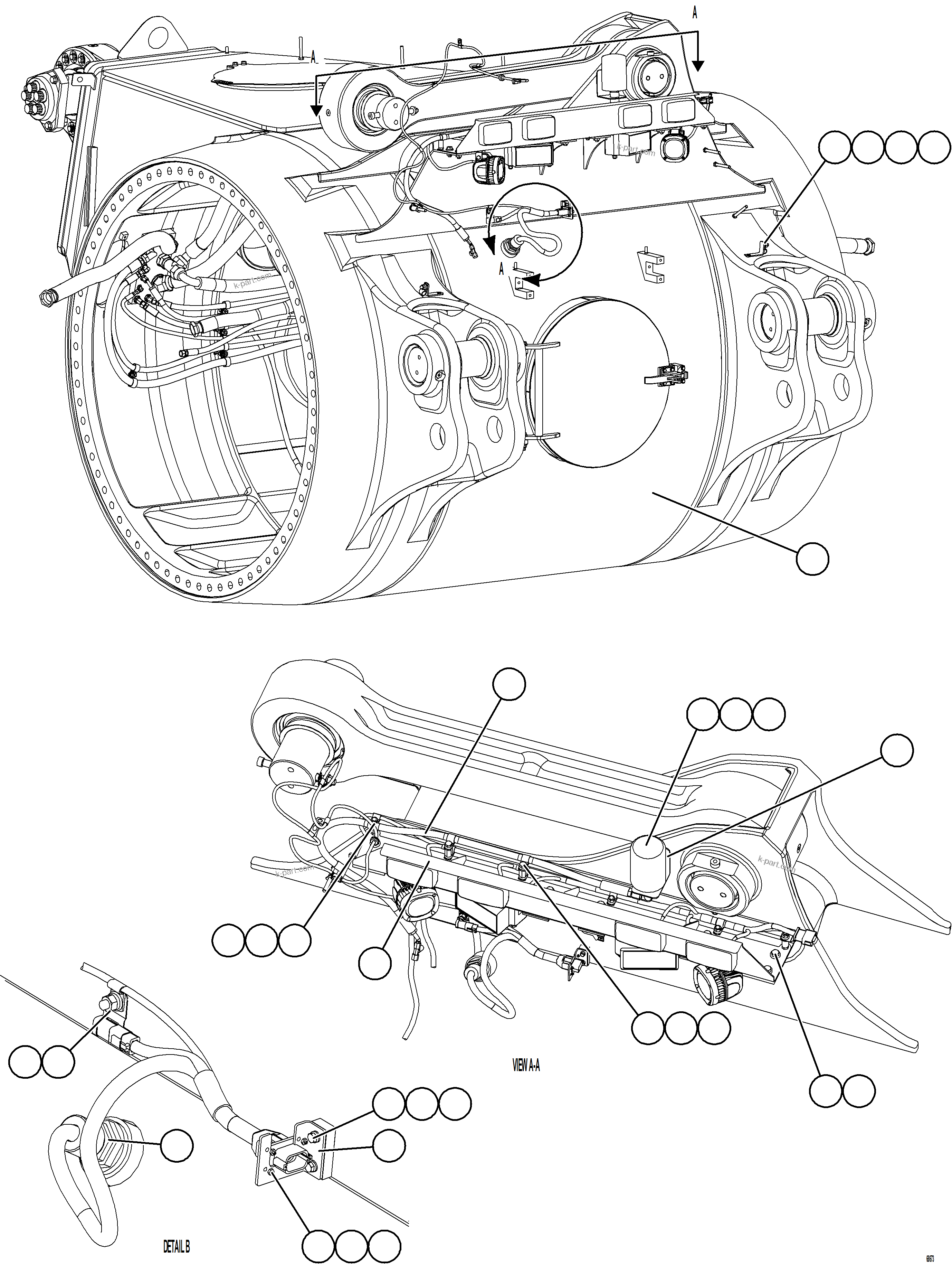 Komatsu parts book diagram for AFE78-E 930E-5 S/N A40022, A40024 - A40025  TECK: REAR AXLE COMPONENTS    1/4