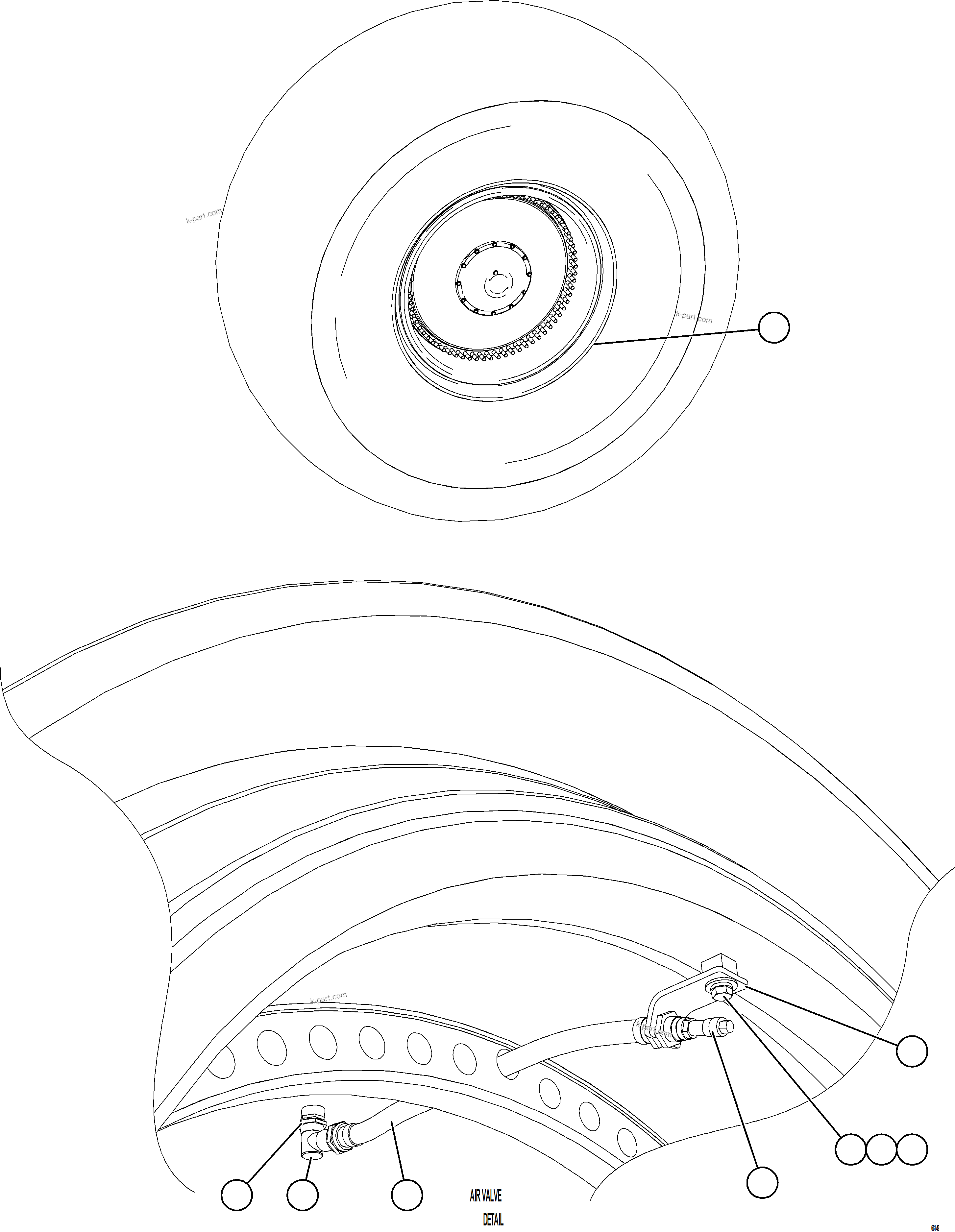 Komatsu parts book diagram for AFE78-E 930E-5 S/N A40022, A40024 - A40025  TECK: FRONT WHEEL ASSEMBLY