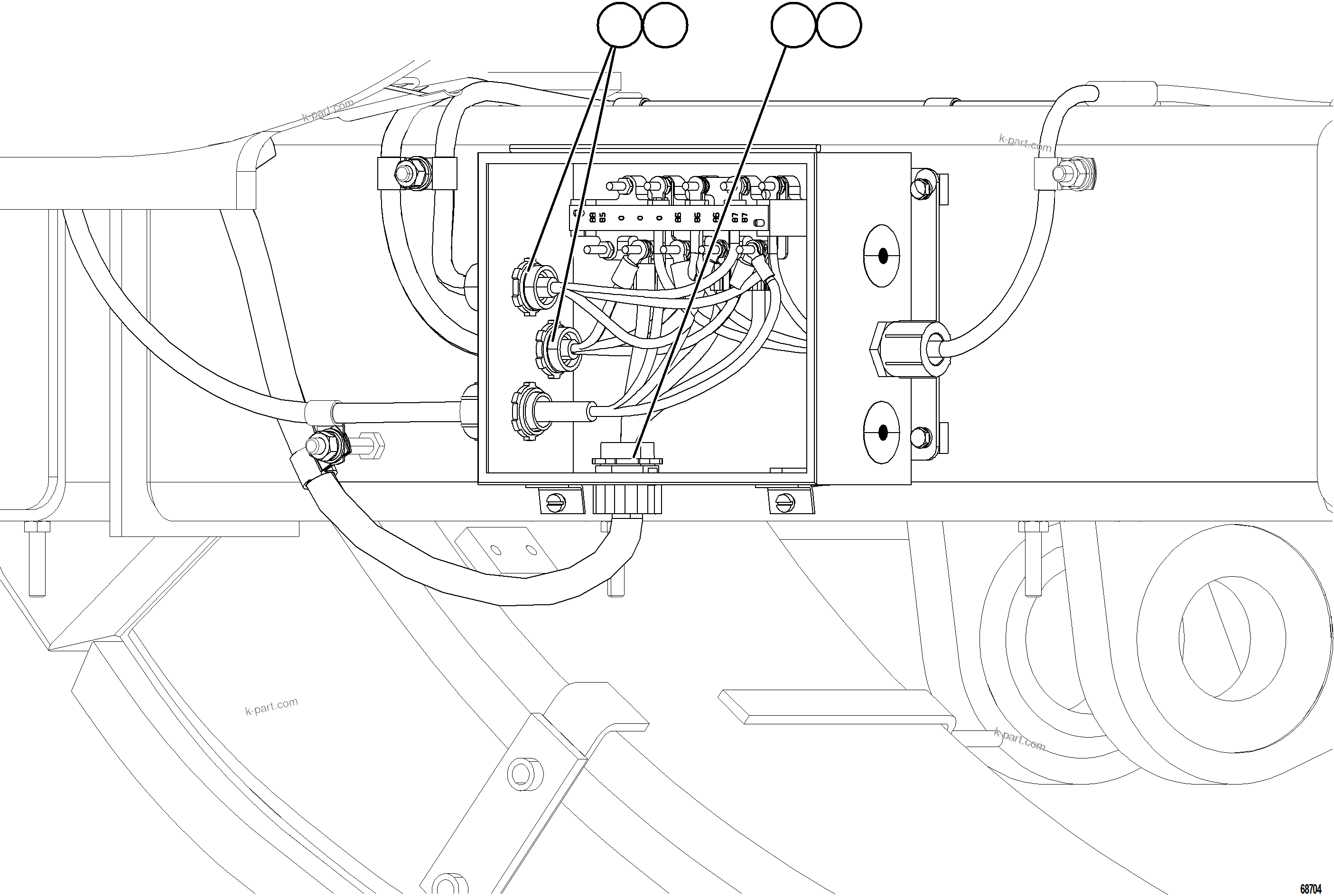 Komatsu parts book diagram for AFE78-E 930E-5 S/N A40022, A40024 - A40025  TECK: HOTSTART BOX HARNESS INSTALLATION