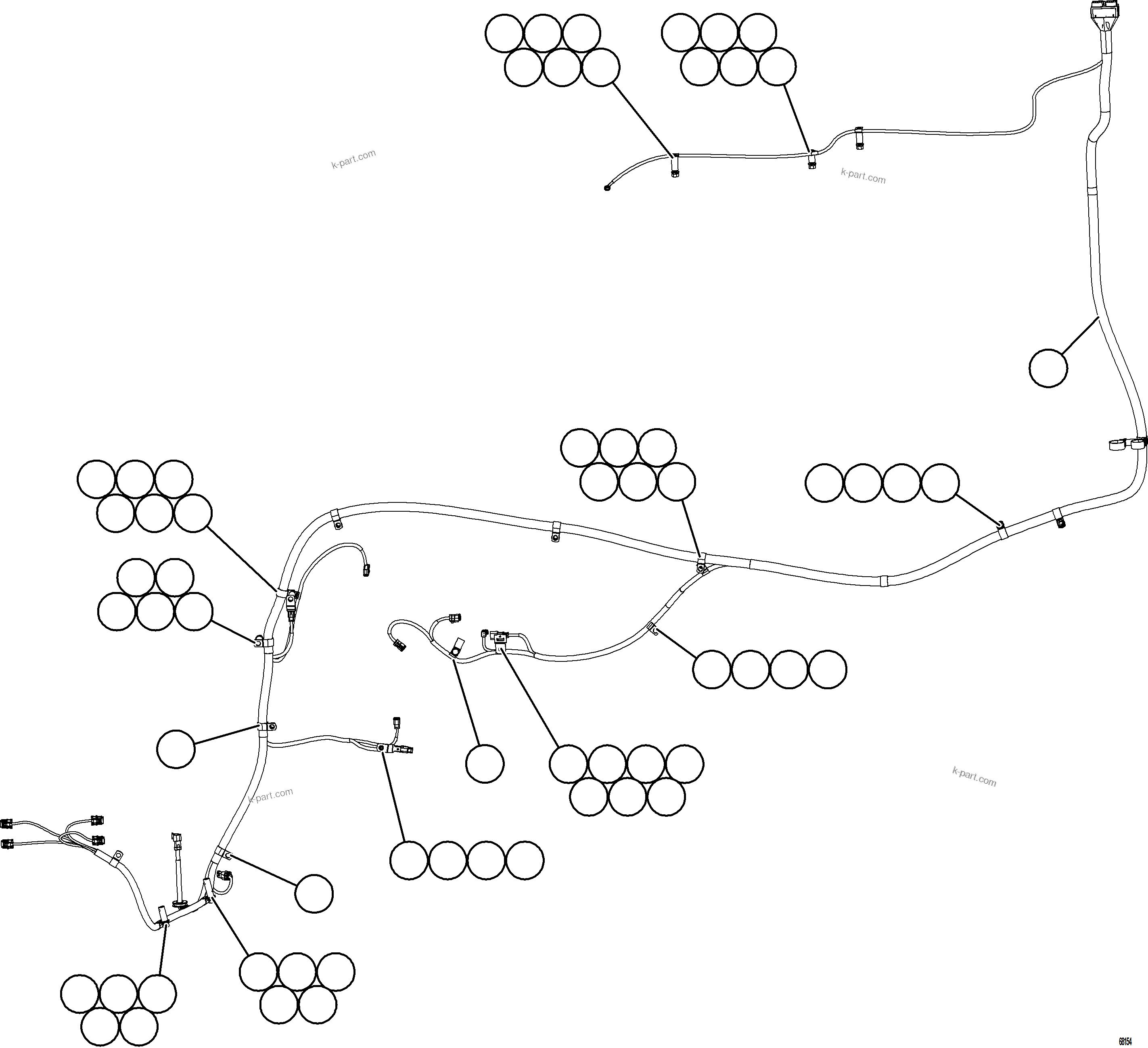 Komatsu parts book diagram for AFE78-H 930E-5 S/N A40038 - A40041, A40044 - A40045, A40048 - A40049, A40053  SOUTHFLANK: LEFT REAR FRAME RAIL HARNESS