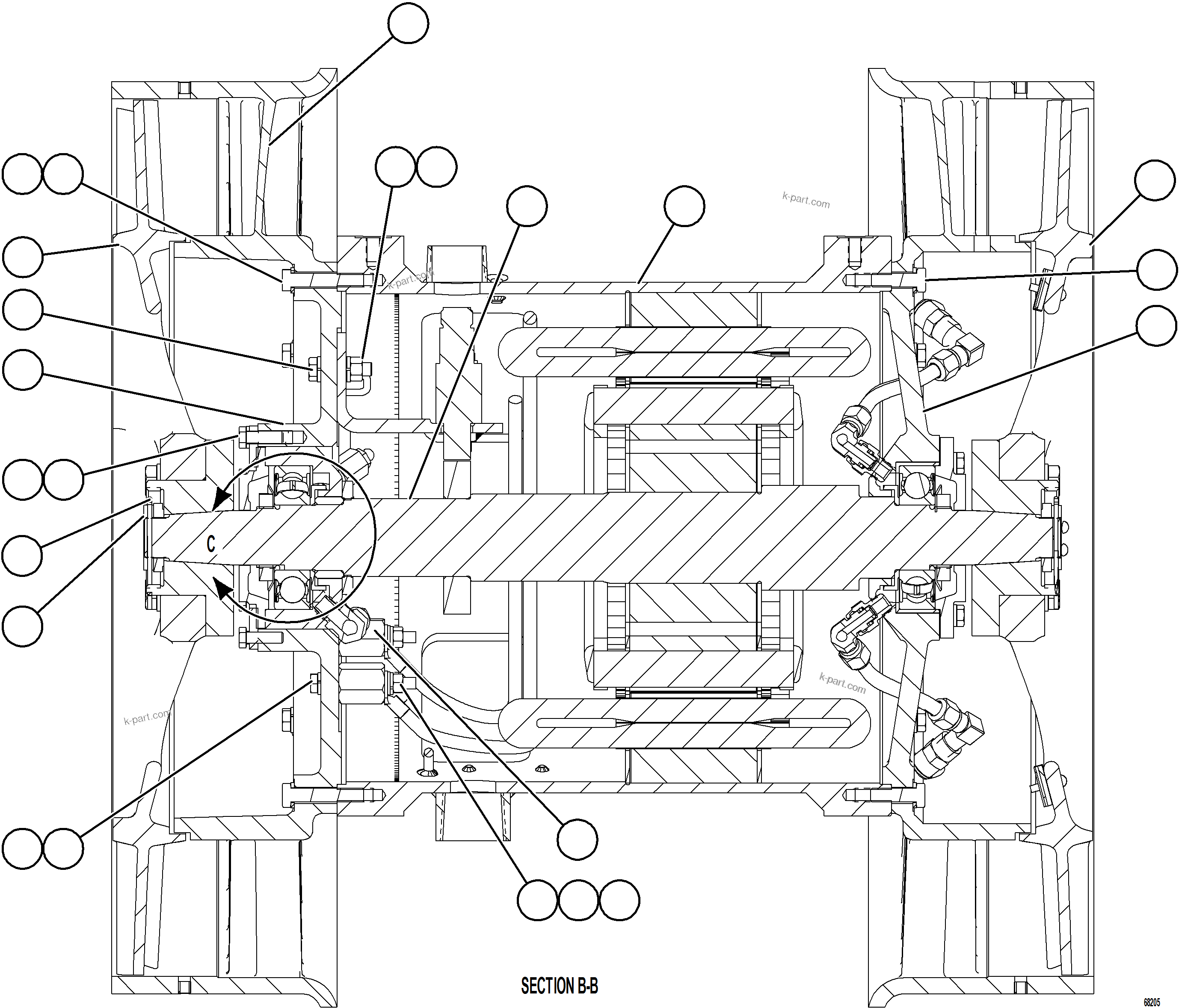 Komatsu parts book diagram for AFE78-H 930E-5 S/N A40038 - A40041, A40044 - A40045, A40048 - A40049, A40053  SOUTHFLANK: GRID BLOWER MOTOR    1/3    58F-98-01340