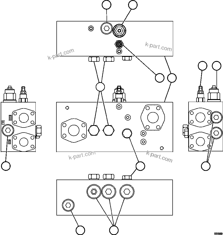 Komatsu parts book diagram for AFE78-H 930E-5 S/N A40038 - A40041, A40044 - A40045, A40048 - A40049, A40053  SOUTHFLANK: OVERCENTER VALVE ASSEMBLY    PC0522
