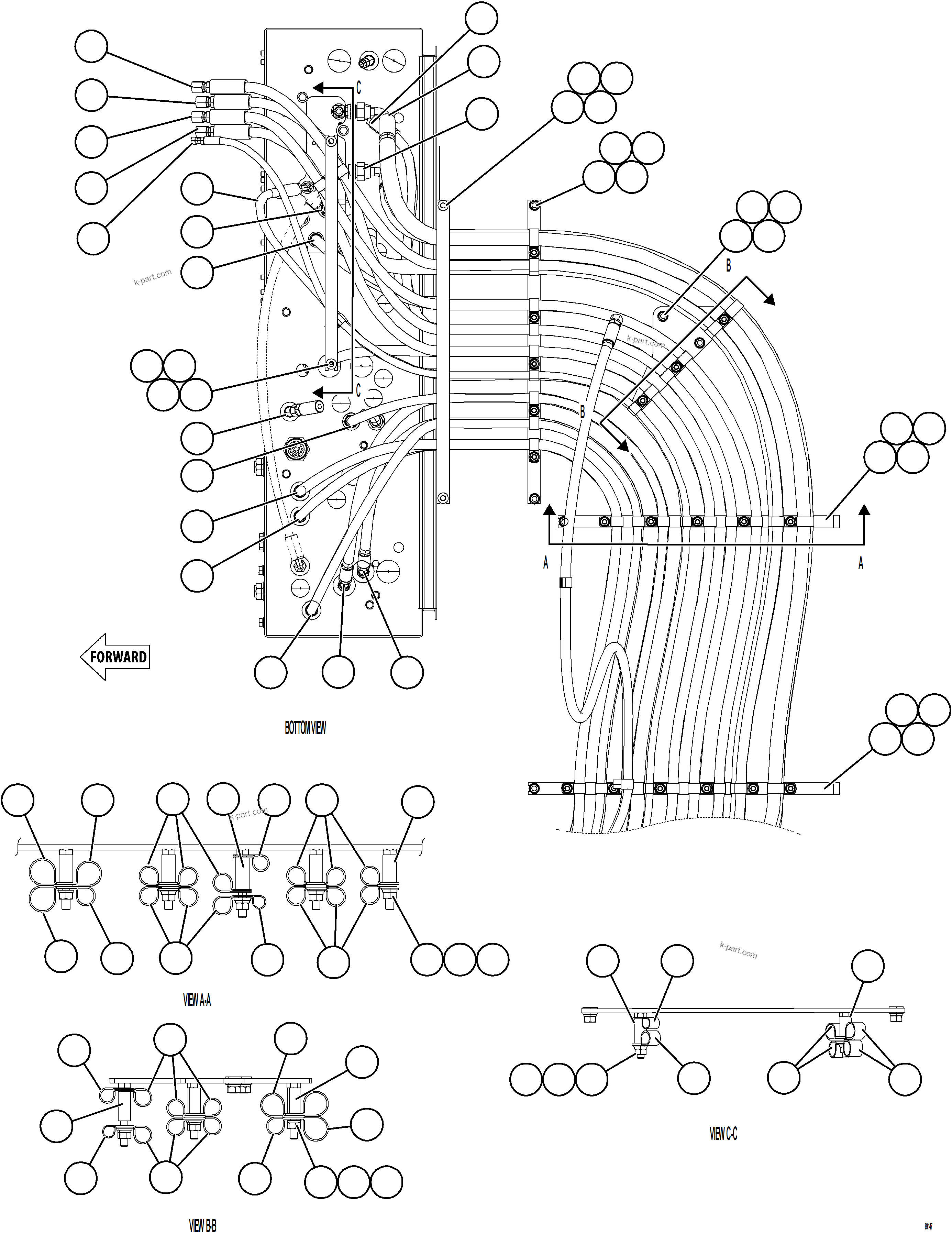 Komatsu parts book diagram for AFE78-H 930E-5 S/N A40038 - A40041, A40044 - A40045, A40048 - A40049, A40053  SOUTHFLANK: HYDRAULIC BRAKE CABINET PIPING    1/2