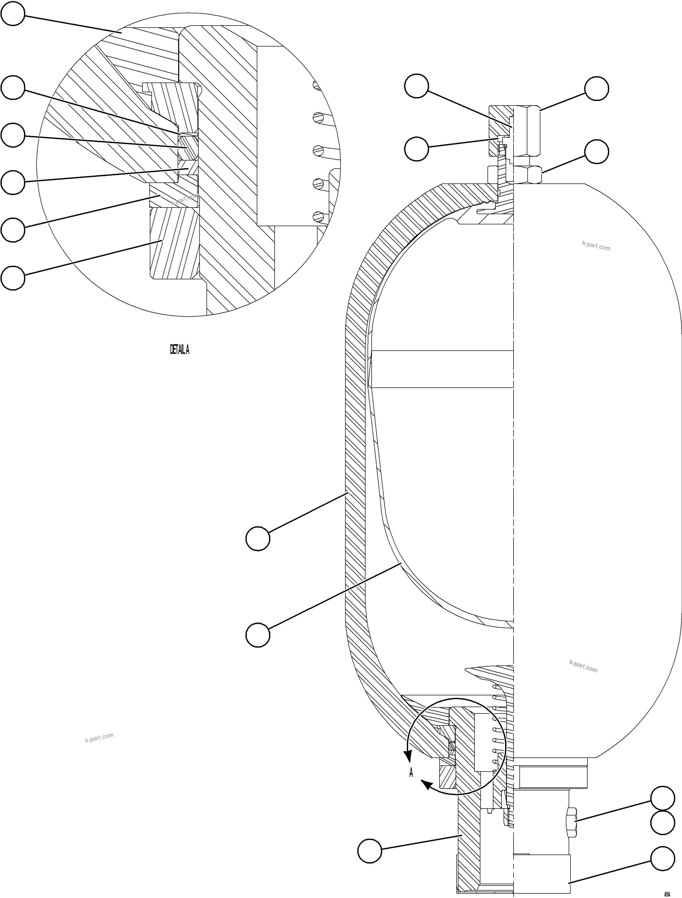 Komatsu parts book diagram for AFE78-H 930E-5 S/N A40038 - A40041, A40044 - A40045, A40048 - A40049, A40053  SOUTHFLANK: BLADDER ACCUMULATOR ASSEMBLY (2.5 GAL)    PC2735