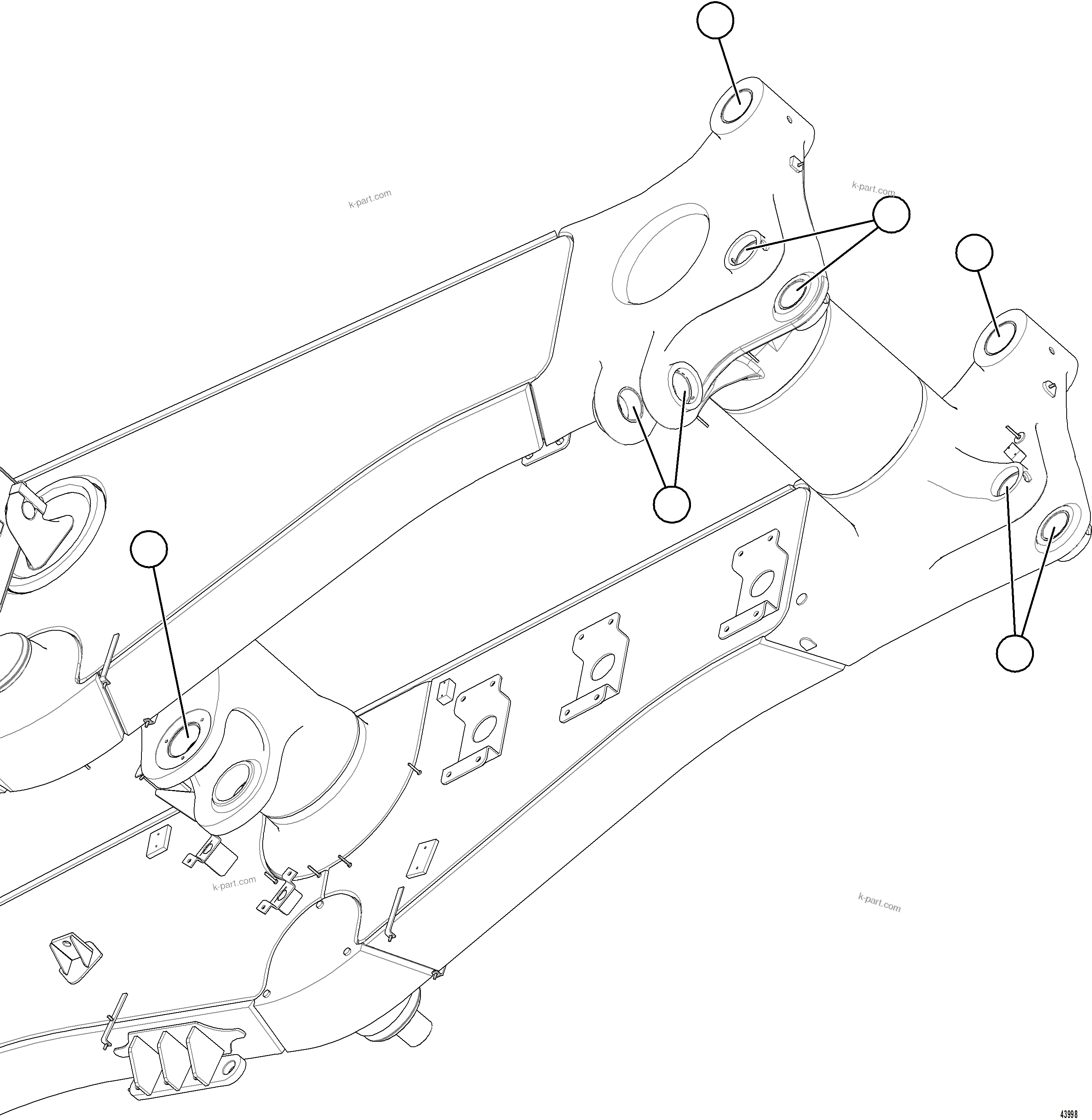 Komatsu parts book diagram for AFE78-H 930E-5 S/N A40038 - A40041, A40044 - A40045, A40048 - A40049, A40053  SOUTHFLANK: PIN BORE WEAR SLEEVES
