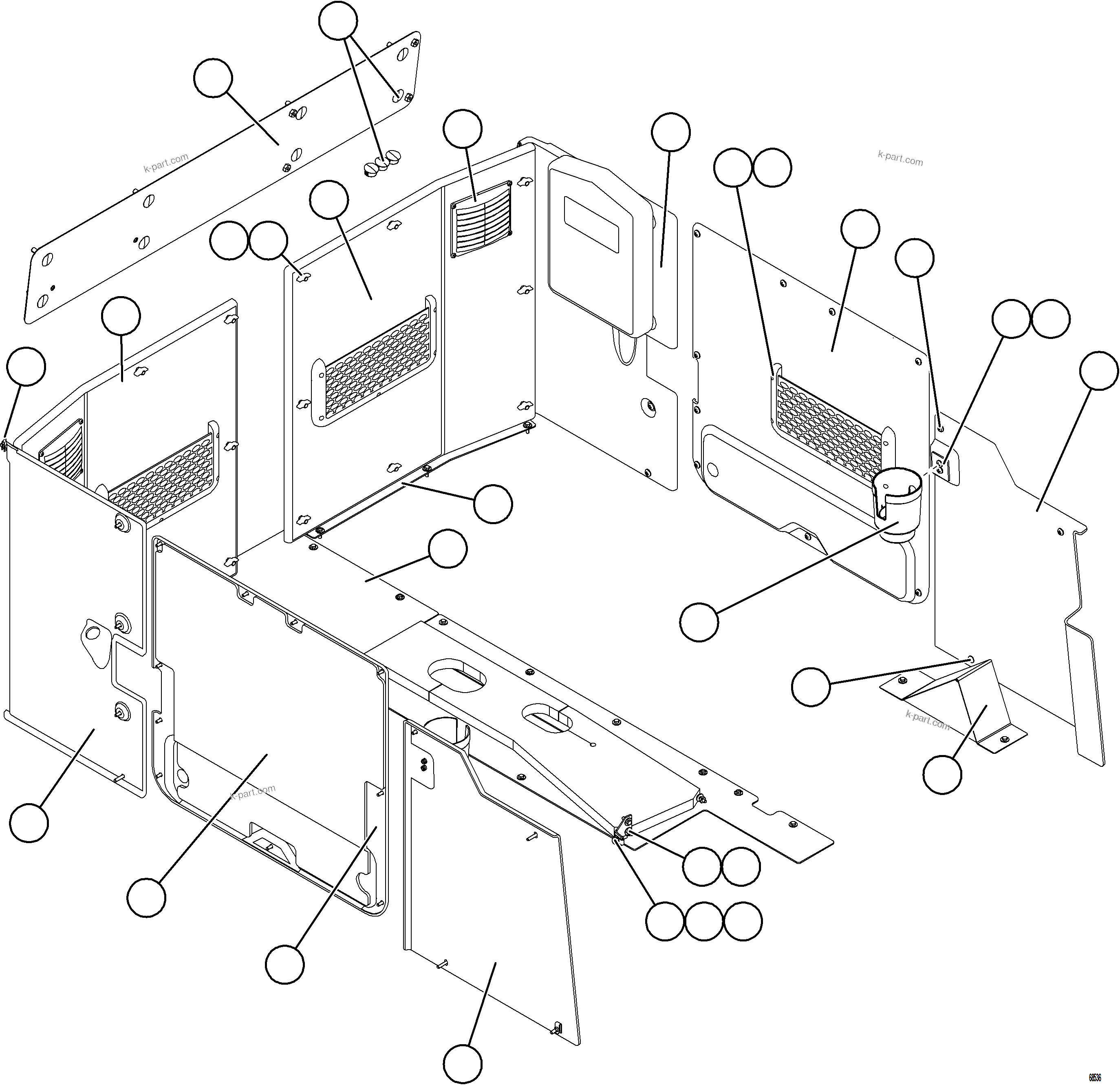 Komatsu parts book diagram for AFE78-H 930E-5 S/N A40038 - A40041, A40044 - A40045, A40048 - A40049, A40053  SOUTHFLANK: CAB INTERIOR TRIM    1/2