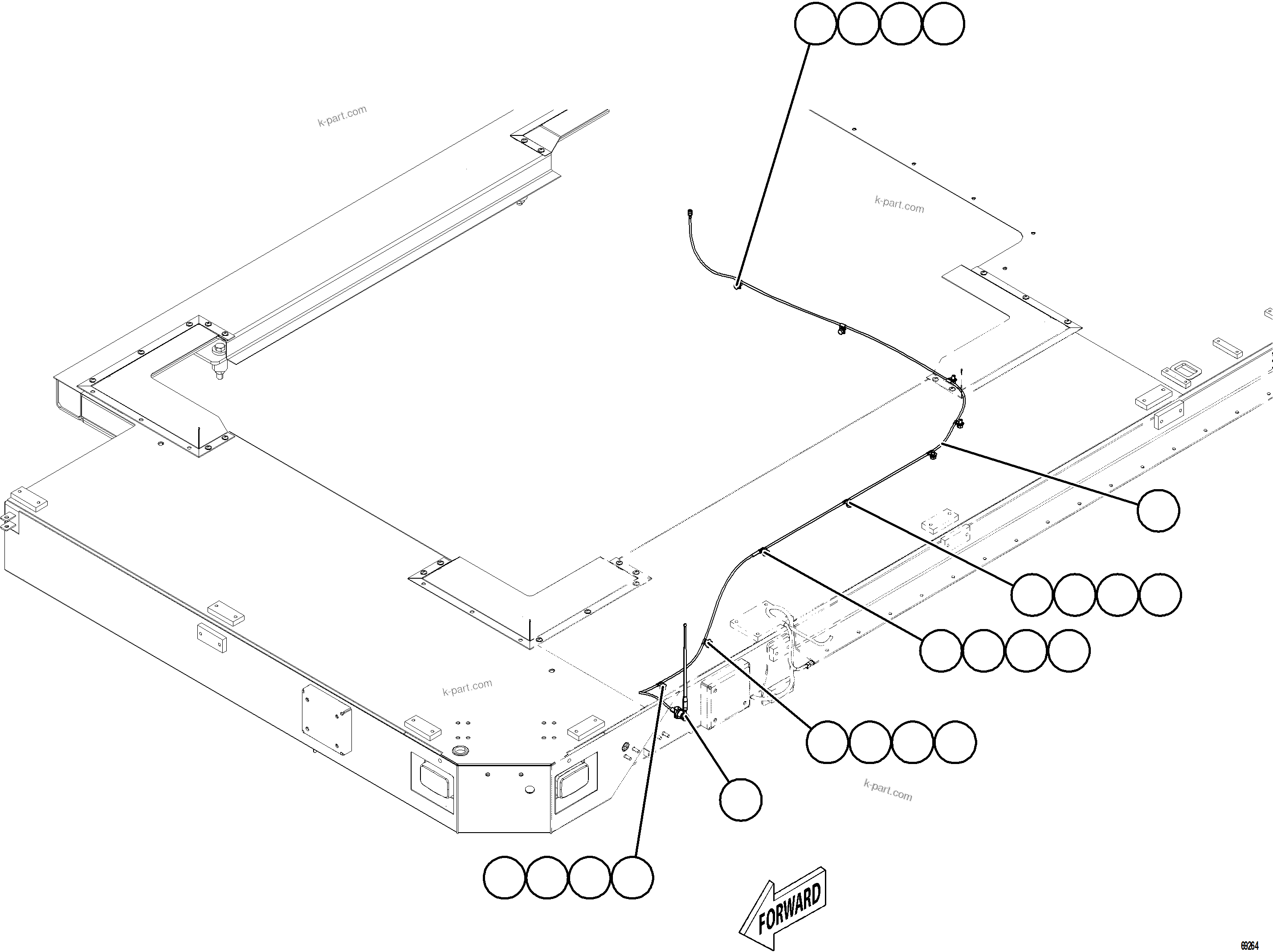 Komatsu parts book diagram for AFE78-H 930E-5 S/N A40038 - A40041, A40044 - A40045, A40048 - A40049, A40053  SOUTHFLANK: RADIO ANTENNA INSTALLATION