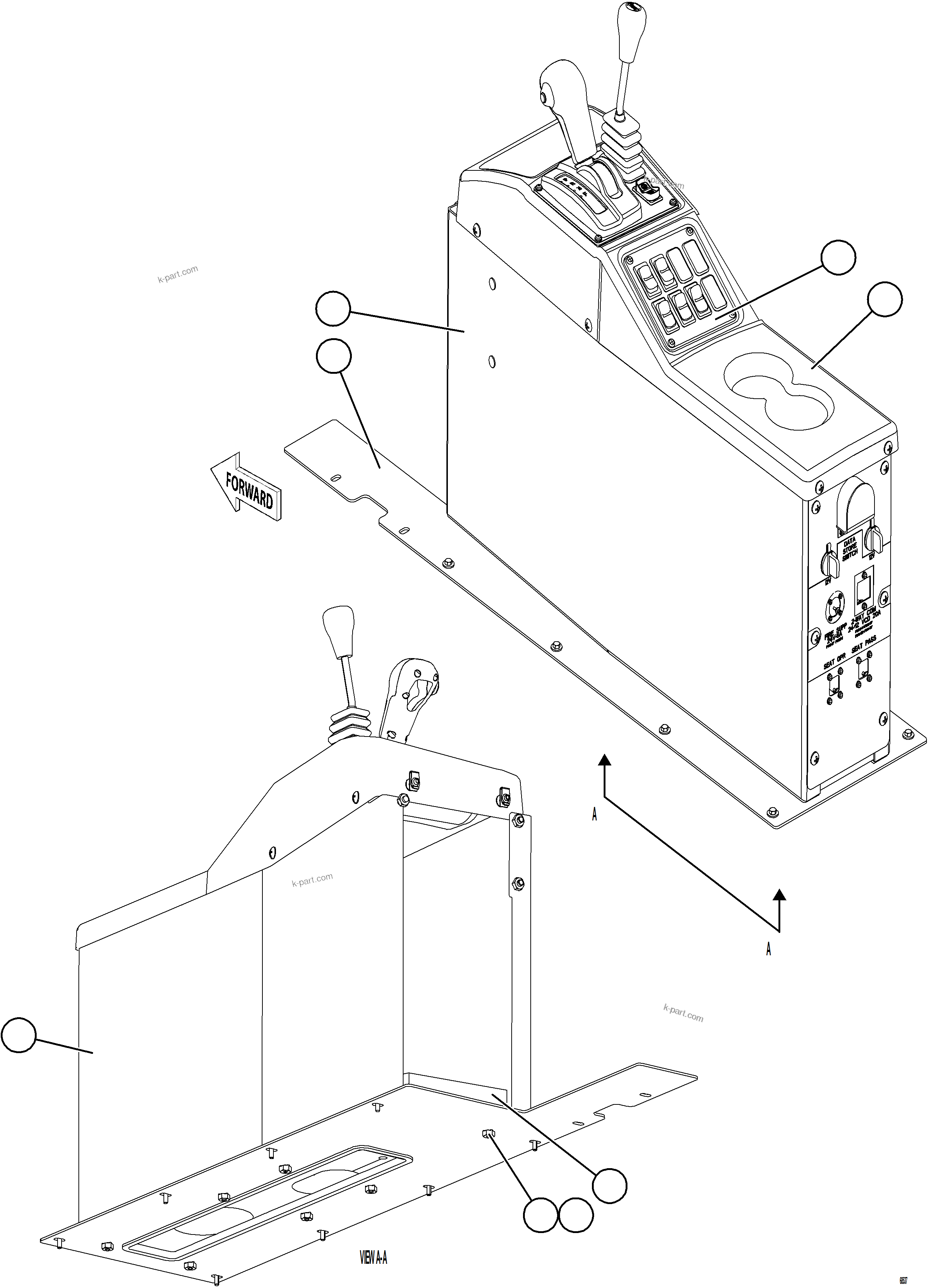 Komatsu parts book diagram for AFE78-H 930E-5 S/N A40038 - A40041, A40044 - A40045, A40048 - A40049, A40053  SOUTHFLANK: CENTER CONSOLE MODULE - STRUCTURAL    2/2