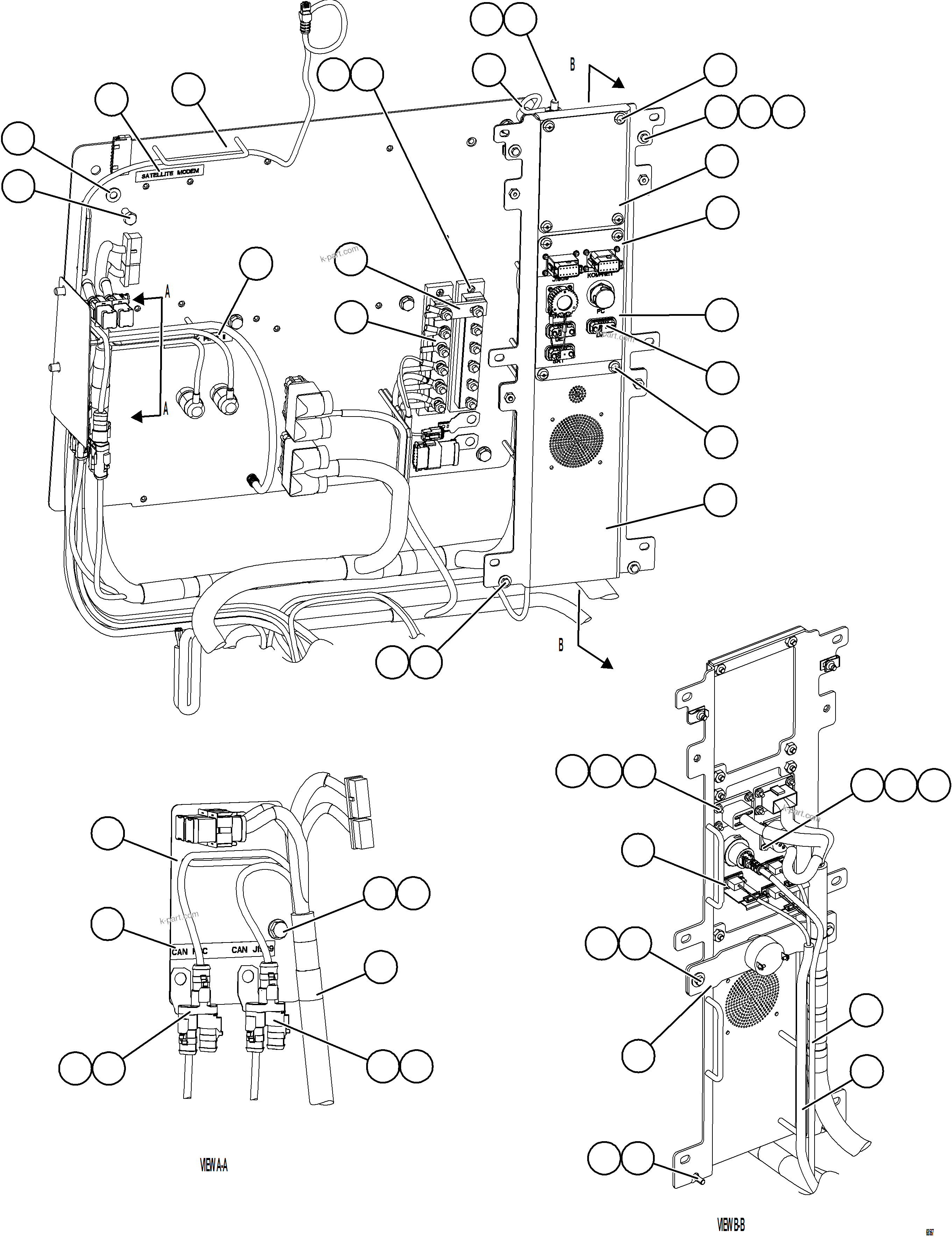 Komatsu parts book diagram for AFE78-H 930E-5 S/N A40038 - A40041, A40044 - A40045, A40048 - A40049, A40053  SOUTHFLANK: CAB ELECTRICAL - BACK WALL & DIAGNOSTIC PANEL