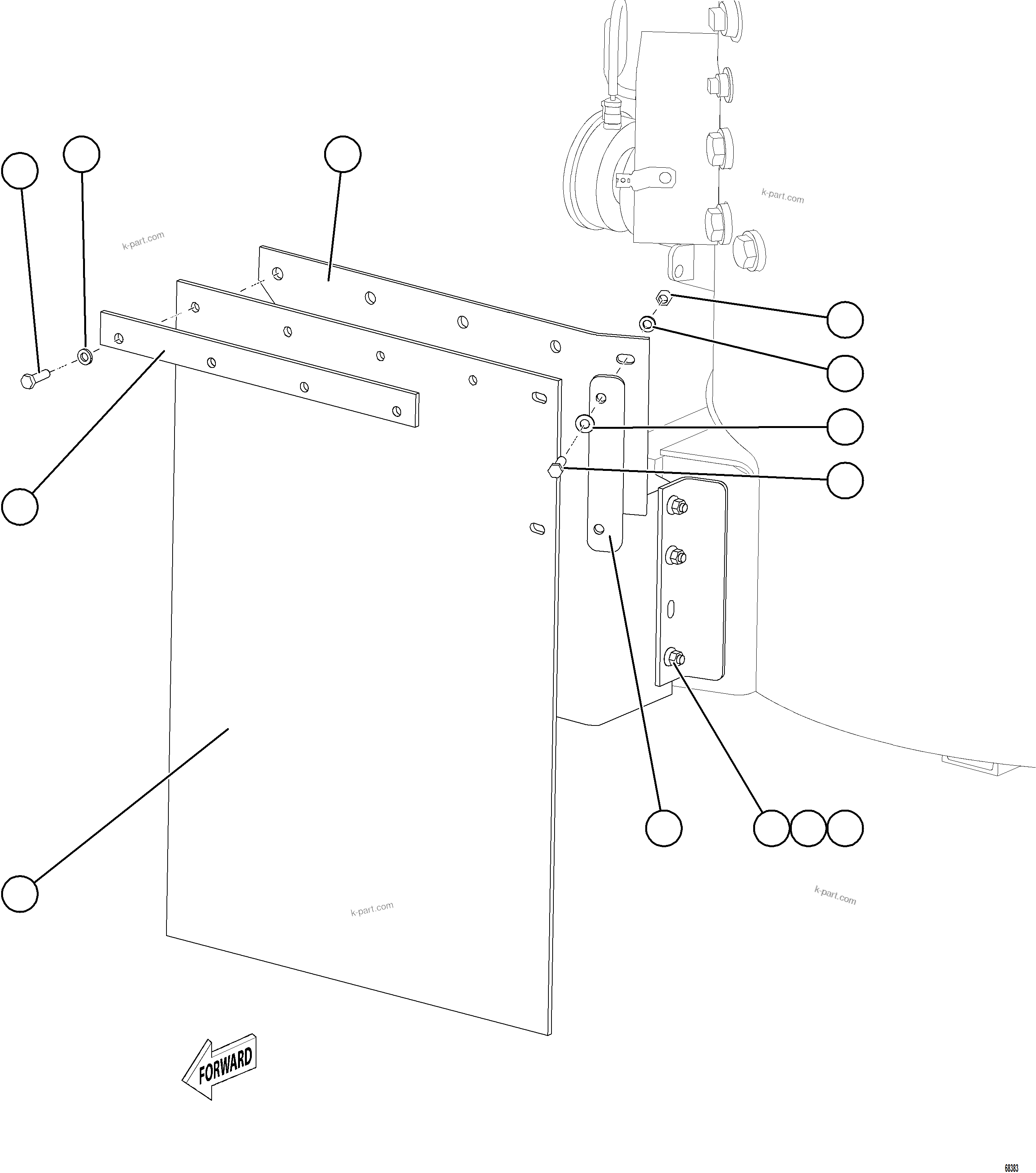 Komatsu parts book diagram for AFE78-H 930E-5 S/N A40038 - A40041, A40044 - A40045, A40048 - A40049, A40053  SOUTHFLANK: HYDRAULIC TANK MUD FLAPS    1/2