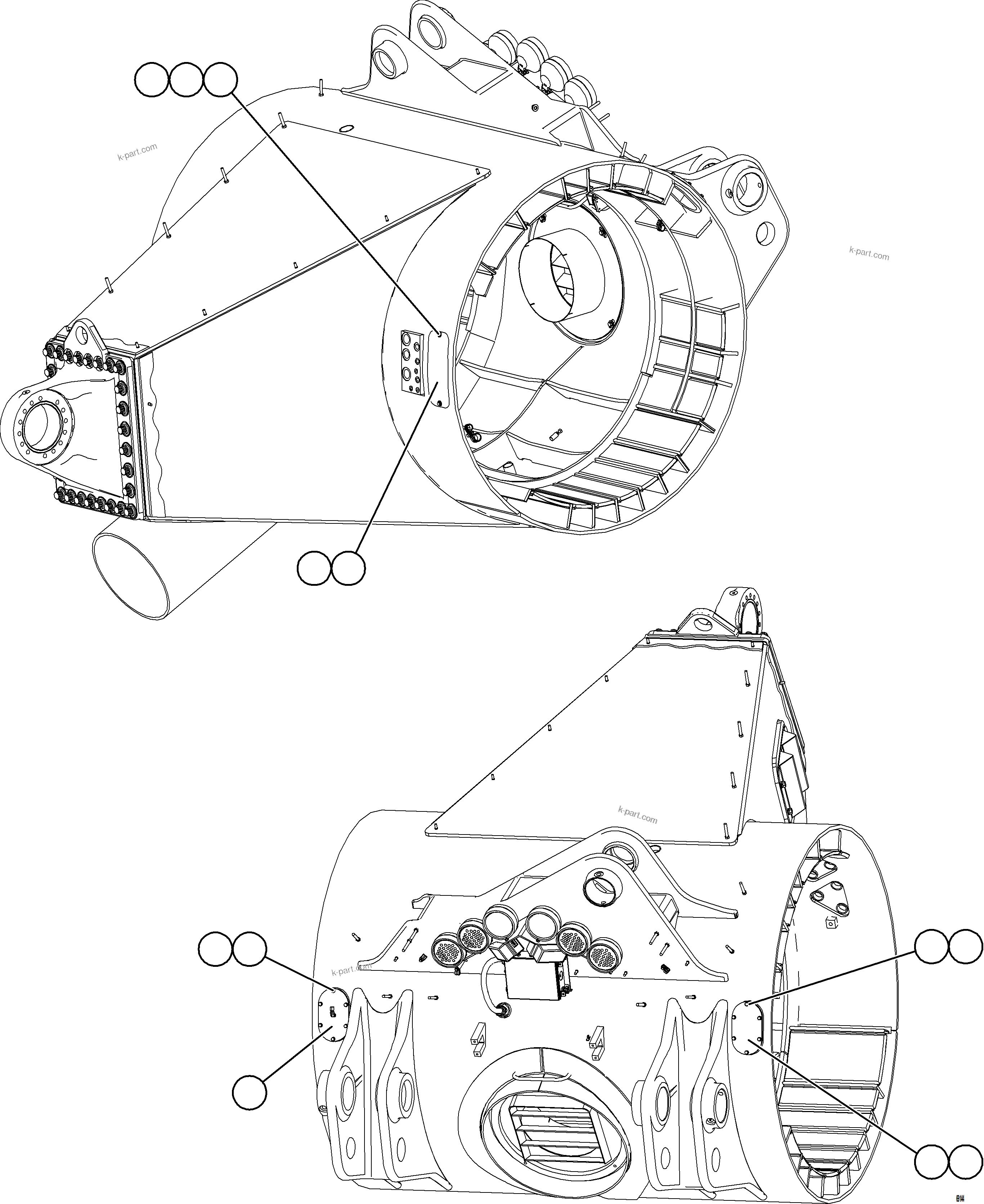 Komatsu parts book diagram for AFE78-H 930E-5 S/N A40038 - A40041, A40044 - A40045, A40048 - A40049, A40053  SOUTHFLANK: REAR AXLE HOUSING COVERS