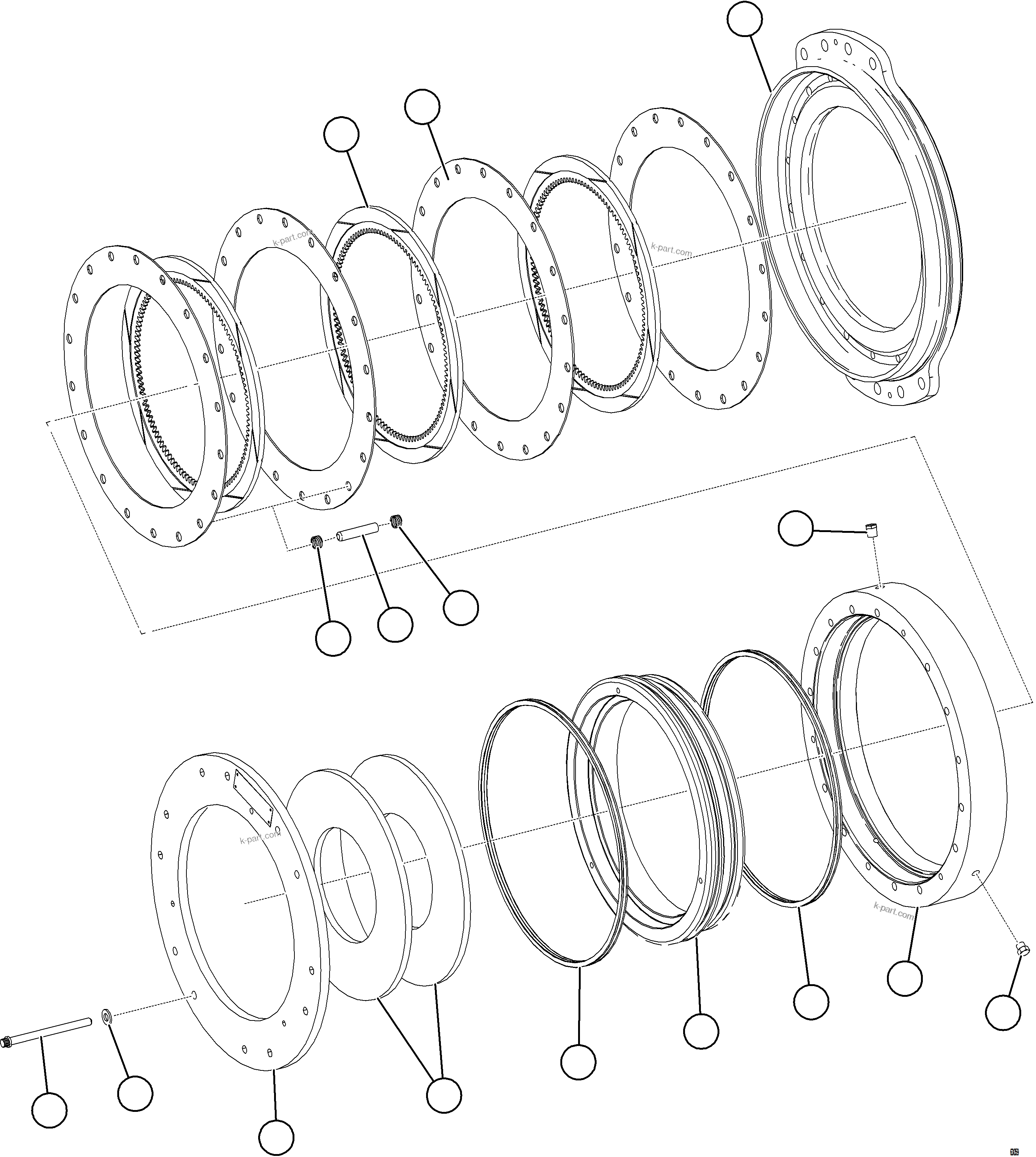 Komatsu parts book diagram for AFE78-H 930E-5 S/N A40038 - A40041, A40044 - A40045, A40048 - A40049, A40053  SOUTHFLANK: PARKING BRAKE ASSEMBLY    58F-33-00321