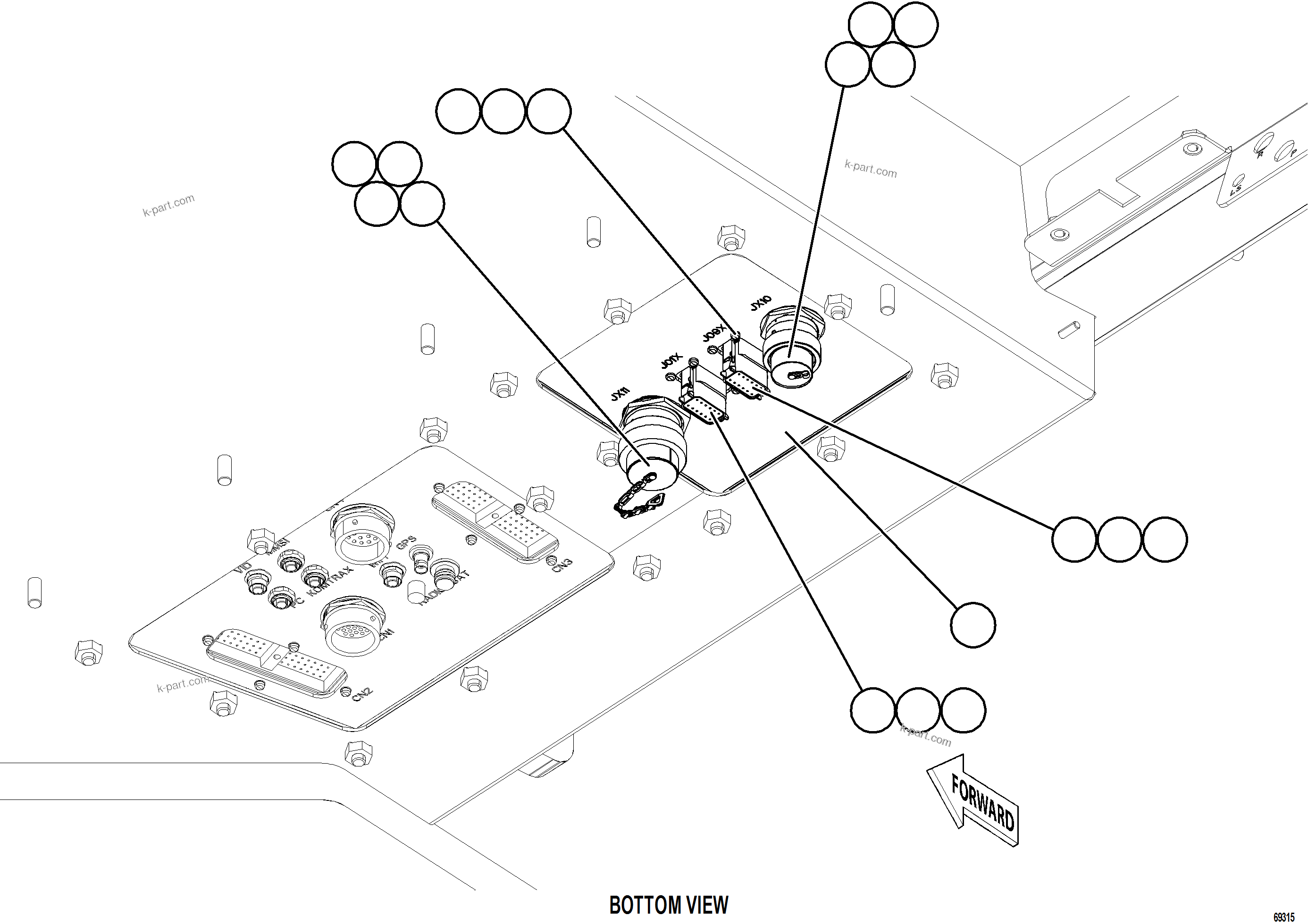 Komatsu parts book diagram for AFE78-H 930E-5 S/N A40038 - A40041, A40044 - A40045, A40048 - A40049, A40053  SOUTHFLANK: KOMVISION CAB WIRING JUNCTION