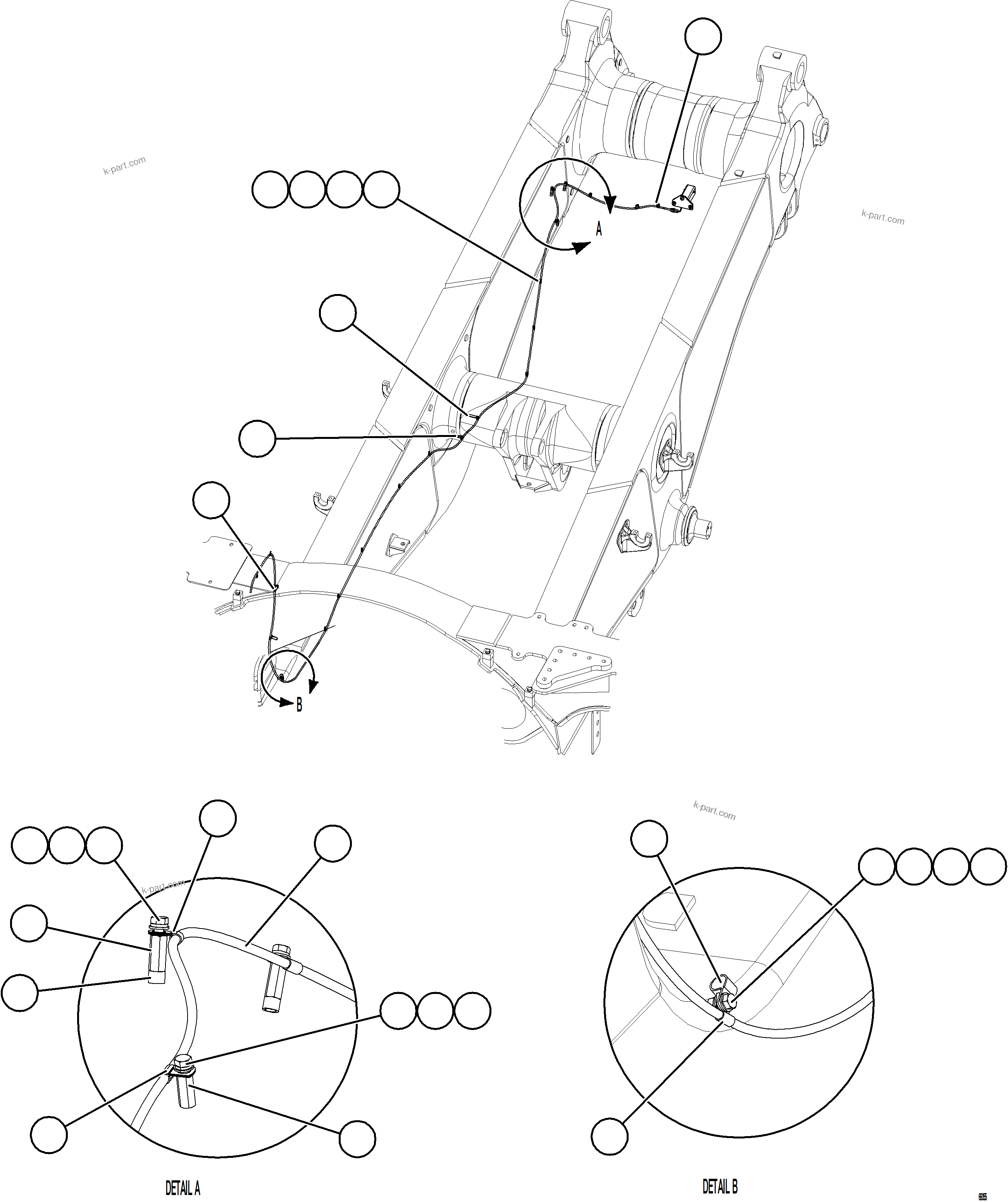 Komatsu parts book diagram for AFE78-H 930E-5 S/N A40038 - A40041, A40044 - A40045, A40048 - A40049, A40053  SOUTHFLANK: KOMVISION CAMERA HARNESS ROUTING    2/2