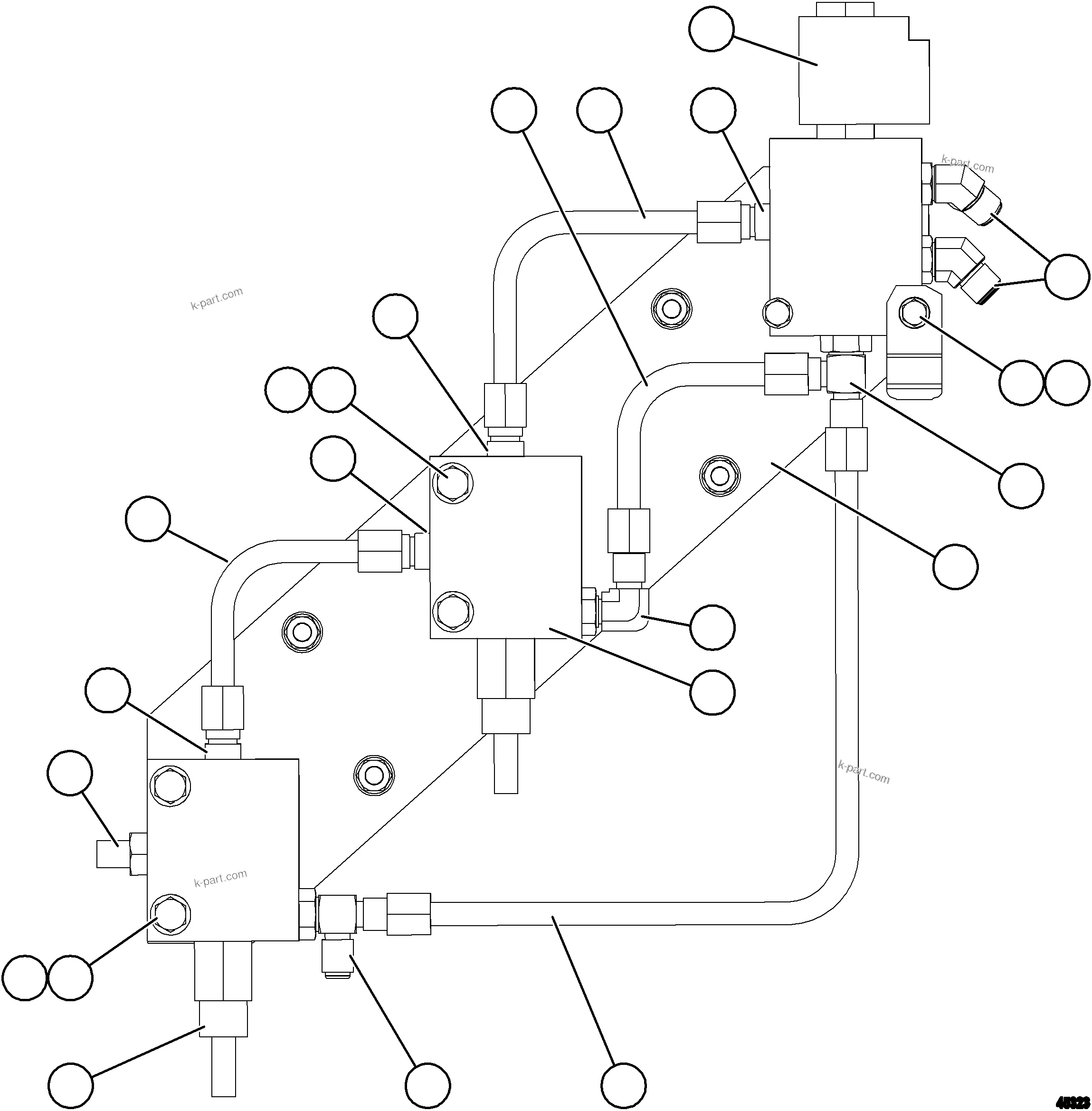Komatsu parts book diagram for AFE78-S 930E-5 S/N A40078 - A40079  BOLIDEN: SHUTTER VALVE ASSEMBLY    58B-03-20400