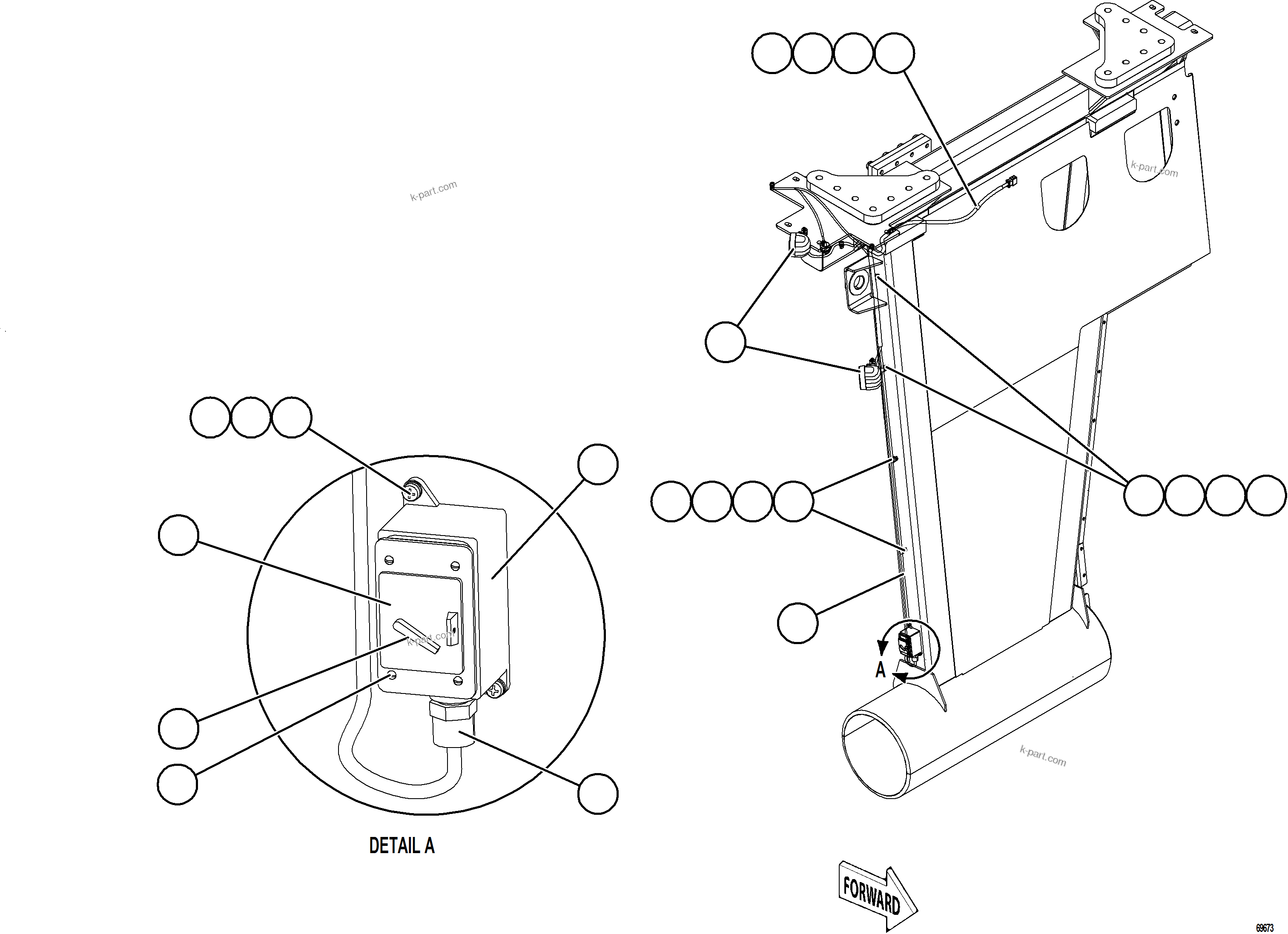 Komatsu parts book diagram for AFE78-S 930E-5 S/N A40078 - A40079  BOLIDEN: LH ENGINE BAY LIGHTS & SWITCH