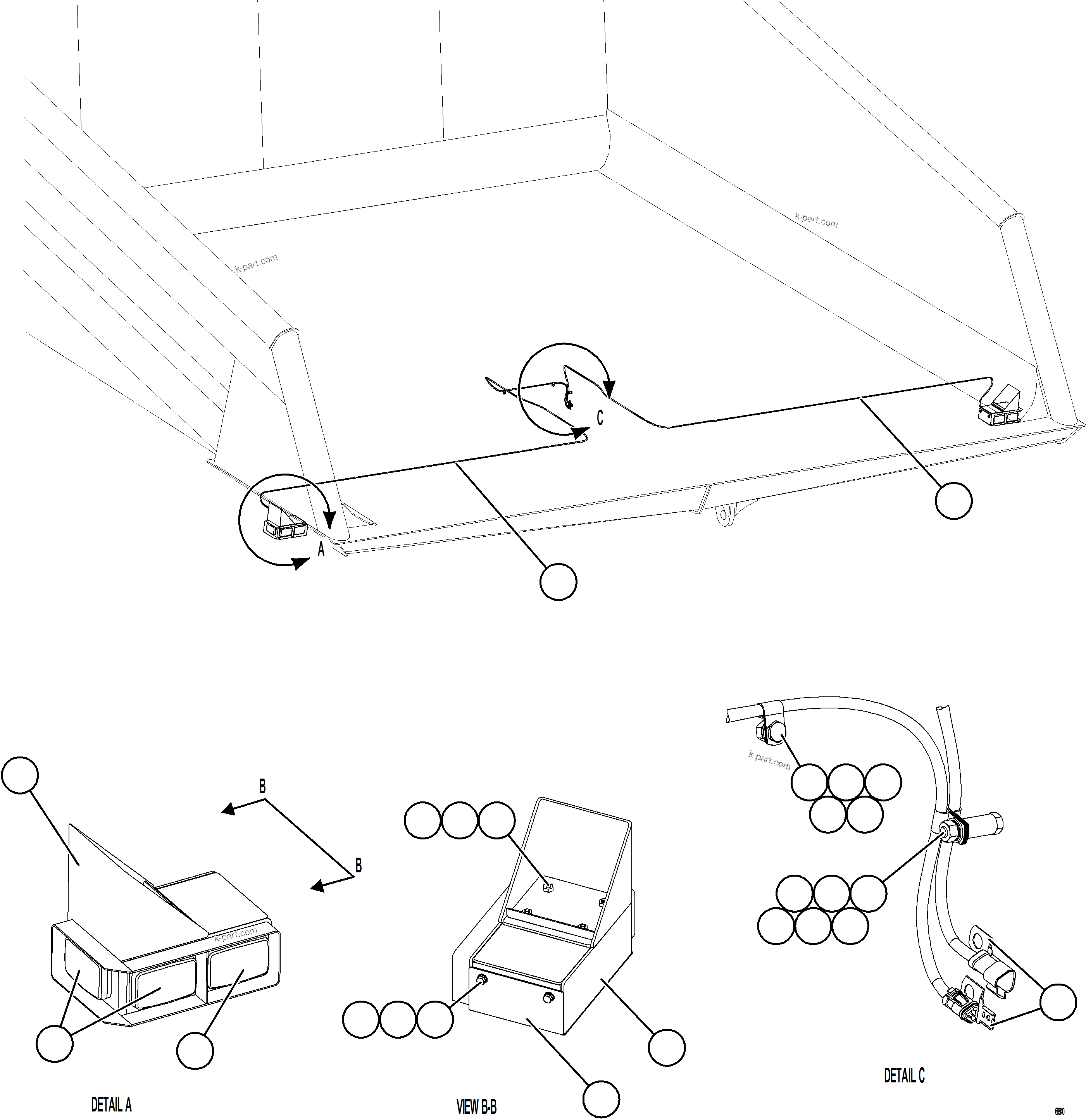 Komatsu parts book diagram for AFE78-S 930E-5 S/N A40078 - A40079  BOLIDEN: DUMP BODY CLEARANCE LIGHTS & TURN SIGNALS