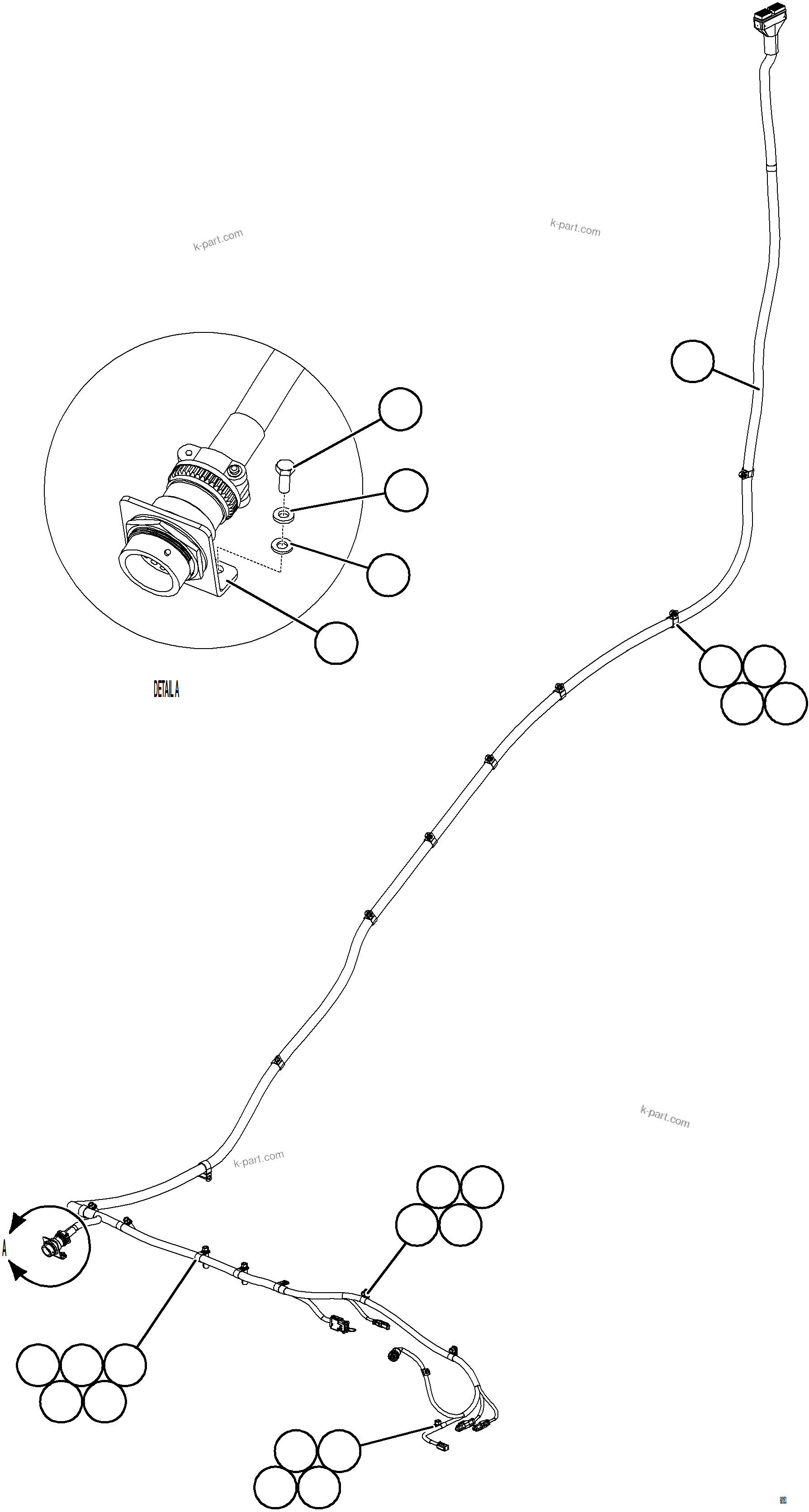 Komatsu parts book diagram for AFE78-S 930E-5 S/N A40078 - A40079  BOLIDEN: LEFT FRONT FRAME RAIL HARNESS
