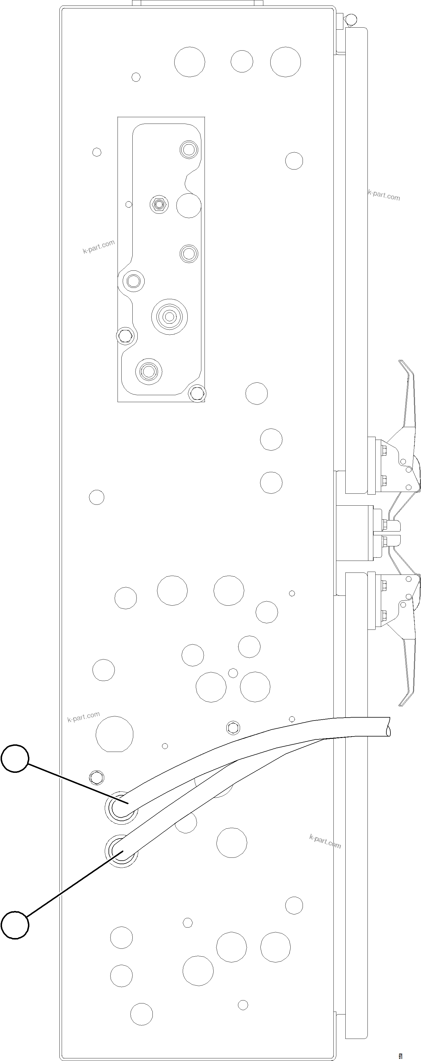 Komatsu parts book diagram for AFE78-S 930E-5 S/N A40078 - A40079  BOLIDEN: HYDRAULIC BRAKE CABINET PIPING - DUAL RELAY VALVE