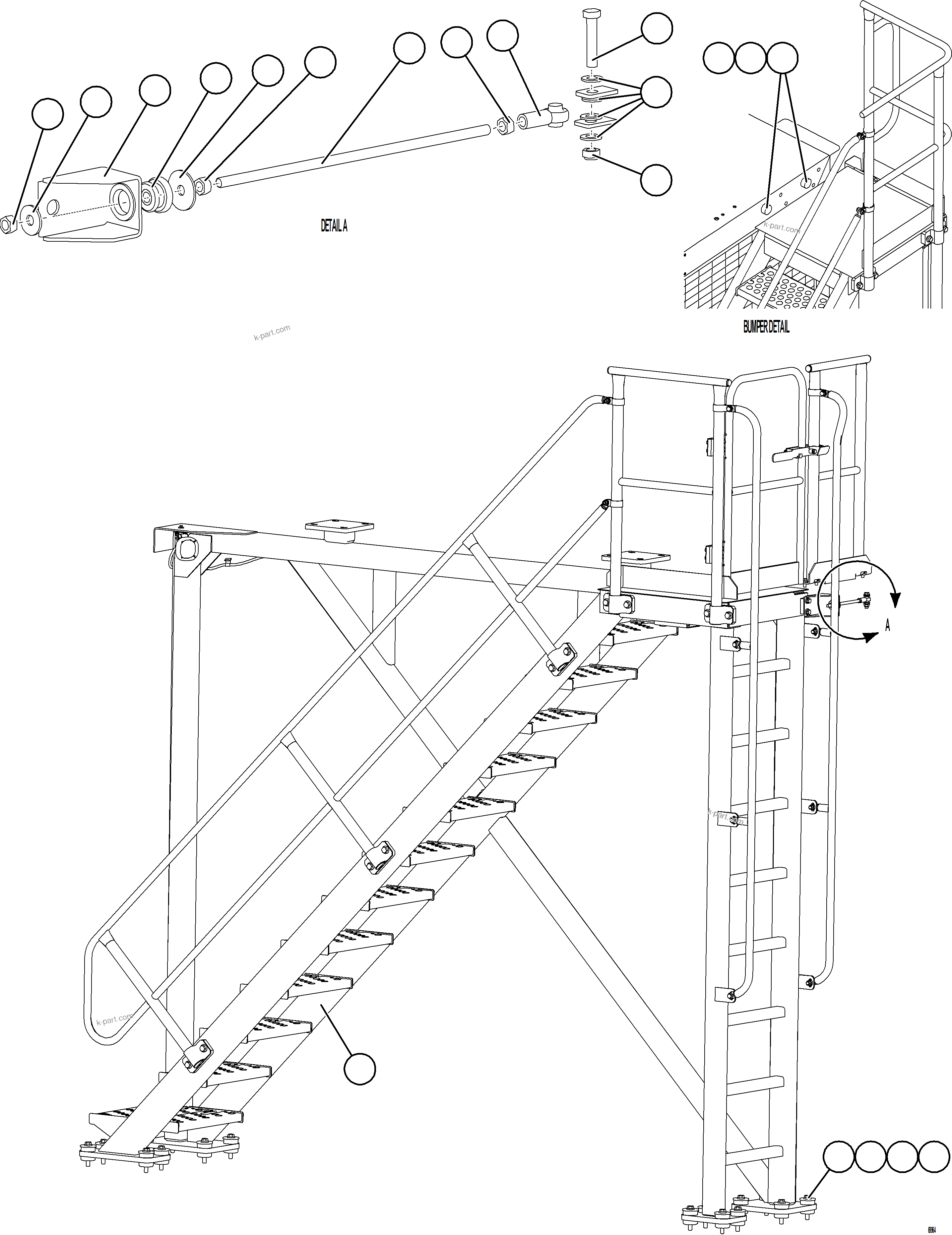 Komatsu parts book diagram for AFE78-S 930E-5 S/N A40078 - A40079  BOLIDEN: DIAGONAL LADDER INSTALLATION