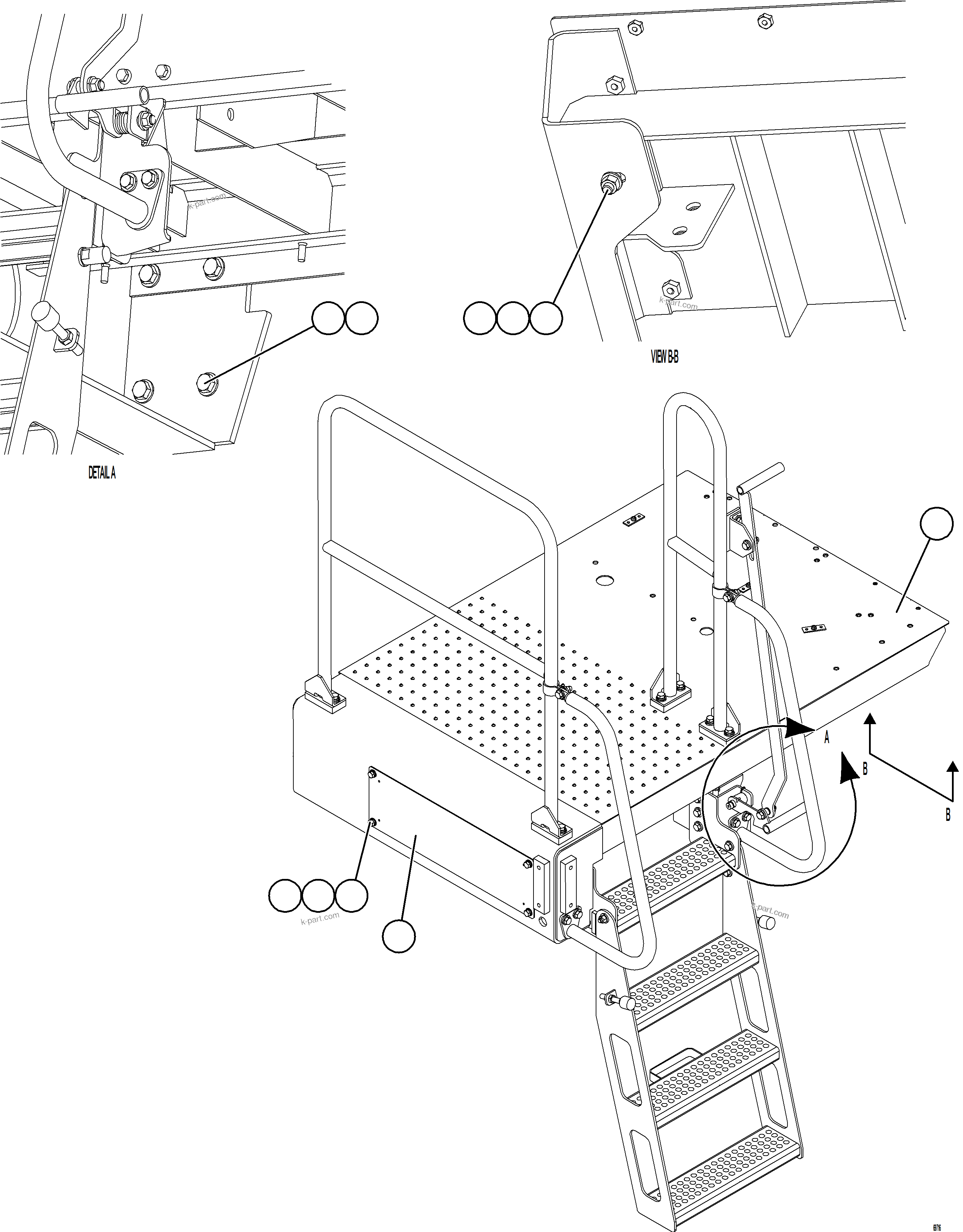Komatsu parts book diagram for AFE78-S 930E-5 S/N A40078 - A40079  BOLIDEN: LH LOWER PLATFORM INSTALLATION