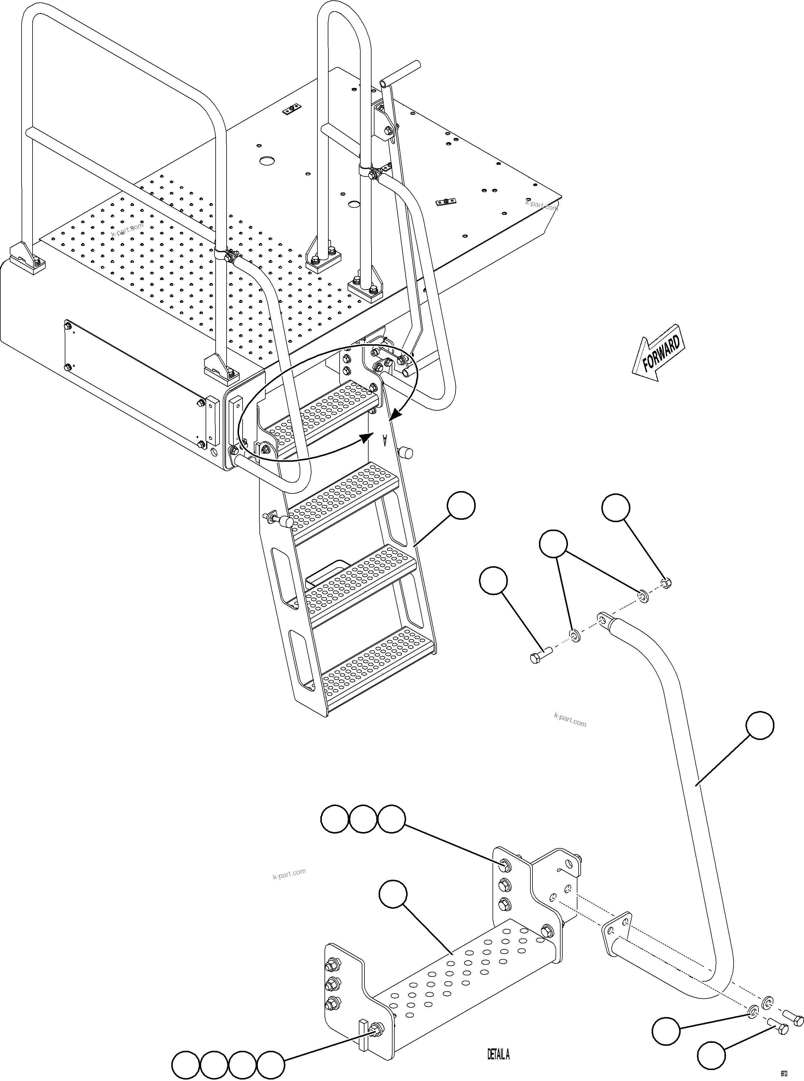 Komatsu parts book diagram for AFE78-S 930E-5 S/N A40078 - A40079  BOLIDEN: LH DROPDOWN LADDER INSTALLATION