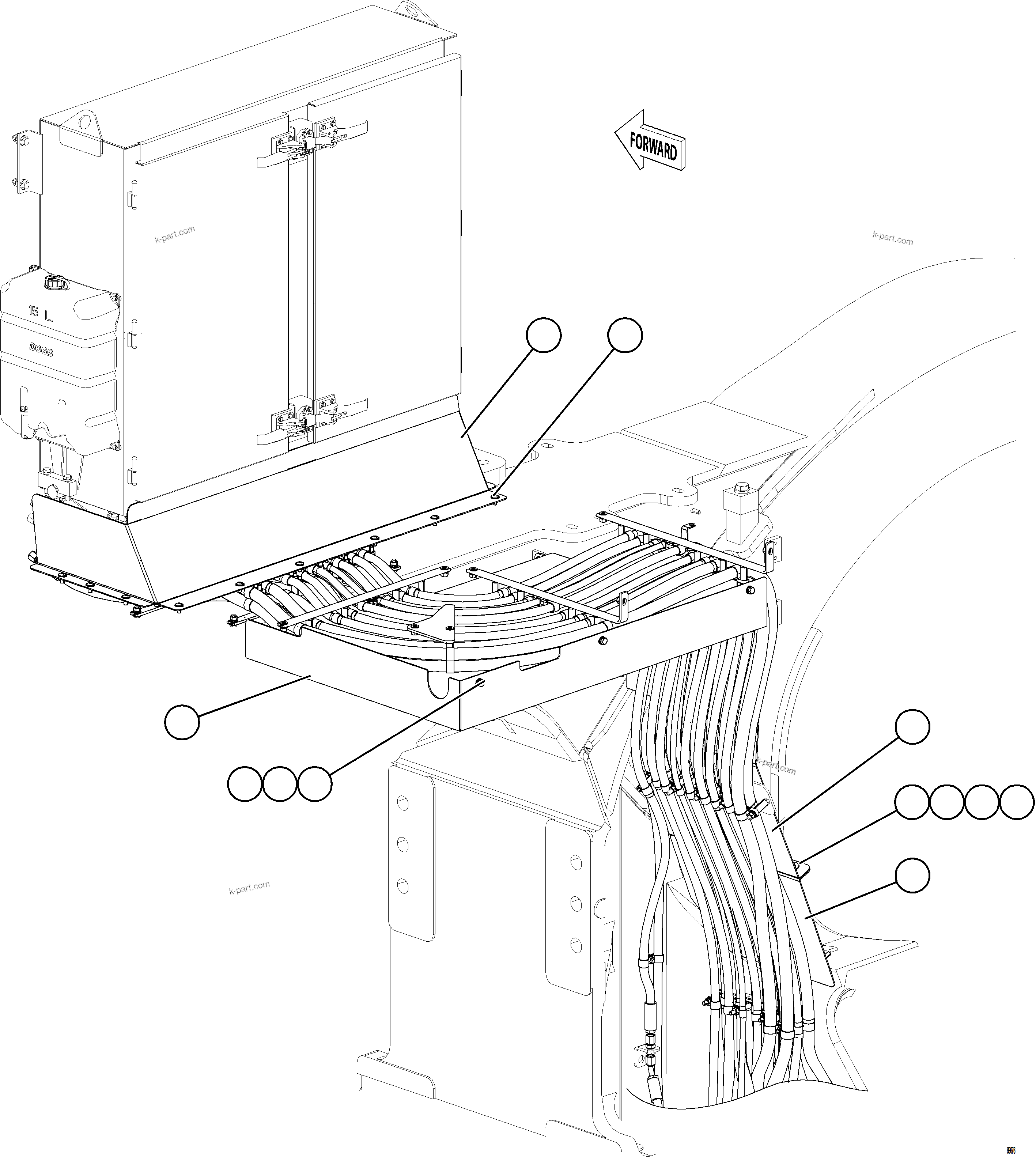Komatsu parts book diagram for AFE78-S 930E-5 S/N A40078 - A40079  BOLIDEN: HYDRAULIC HOSE SHIELDS