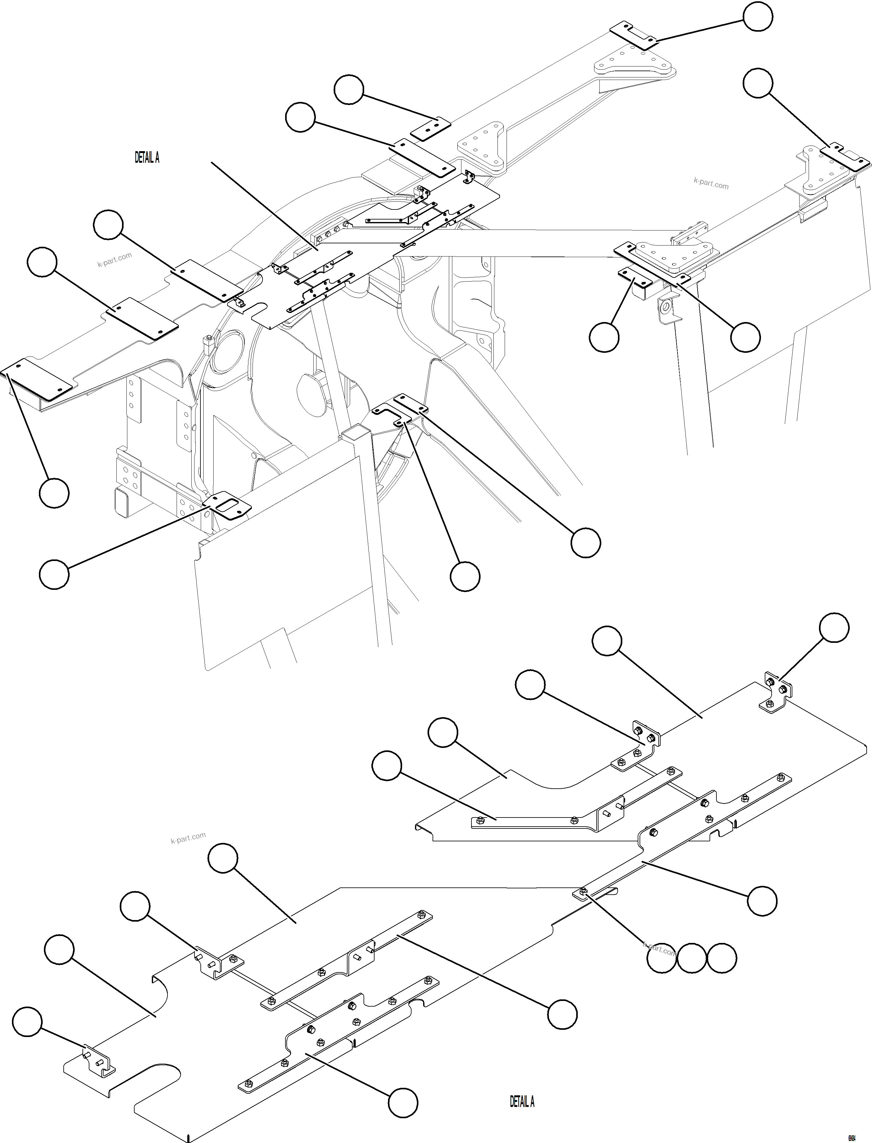 Komatsu parts book diagram for AFE78-S 930E-5 S/N A40078 - A40079  BOLIDEN: CENTER DECK HEAT SHIELDS