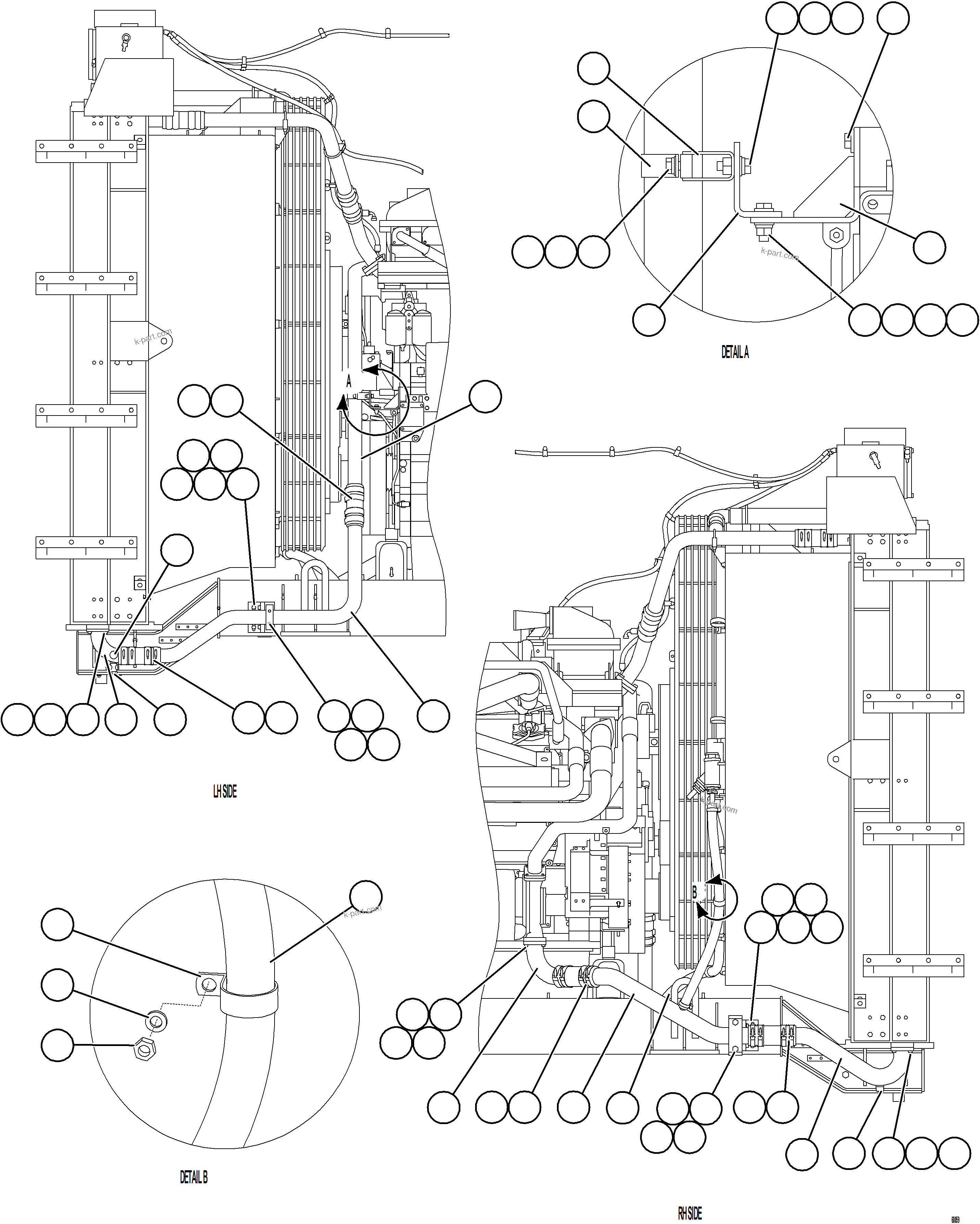 Komatsu parts book diagram for AFE78-X 930E-5 S/N A40089  IOCC: RADIATOR PIPING    2/3