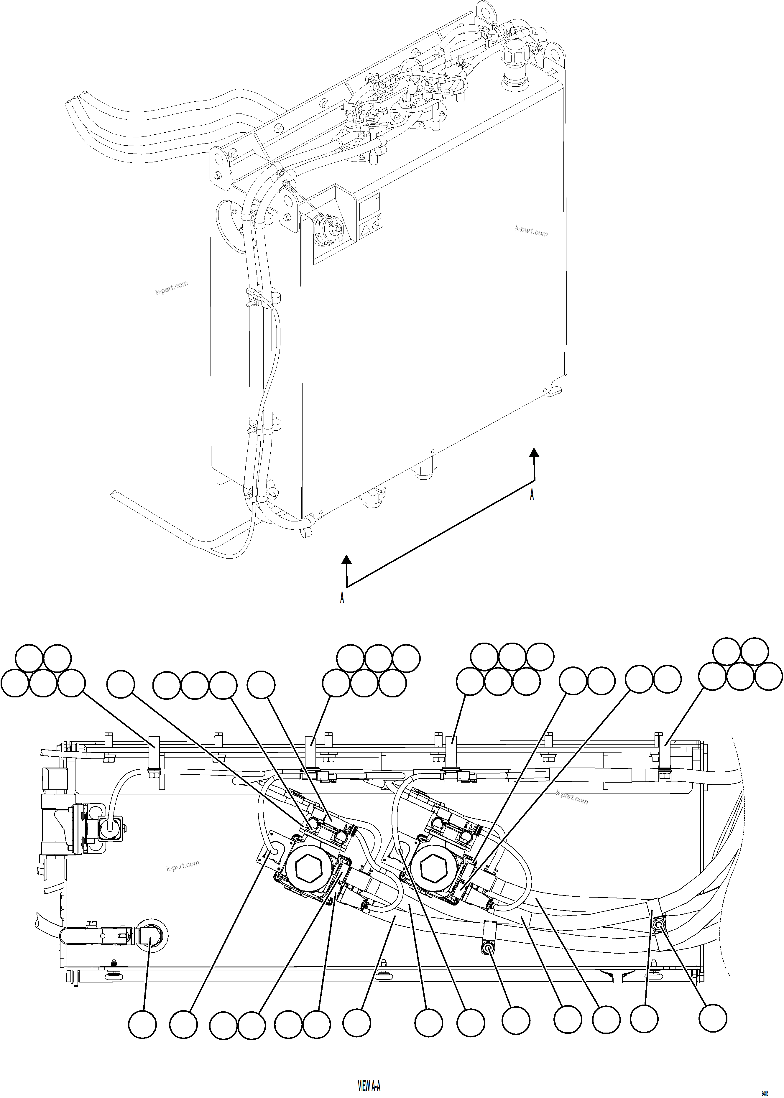 Komatsu parts book diagram for AFE78-X 930E-5 S/N A40089  IOCC: DEF TANK HOSE CONNECTIONS - BOTTOM