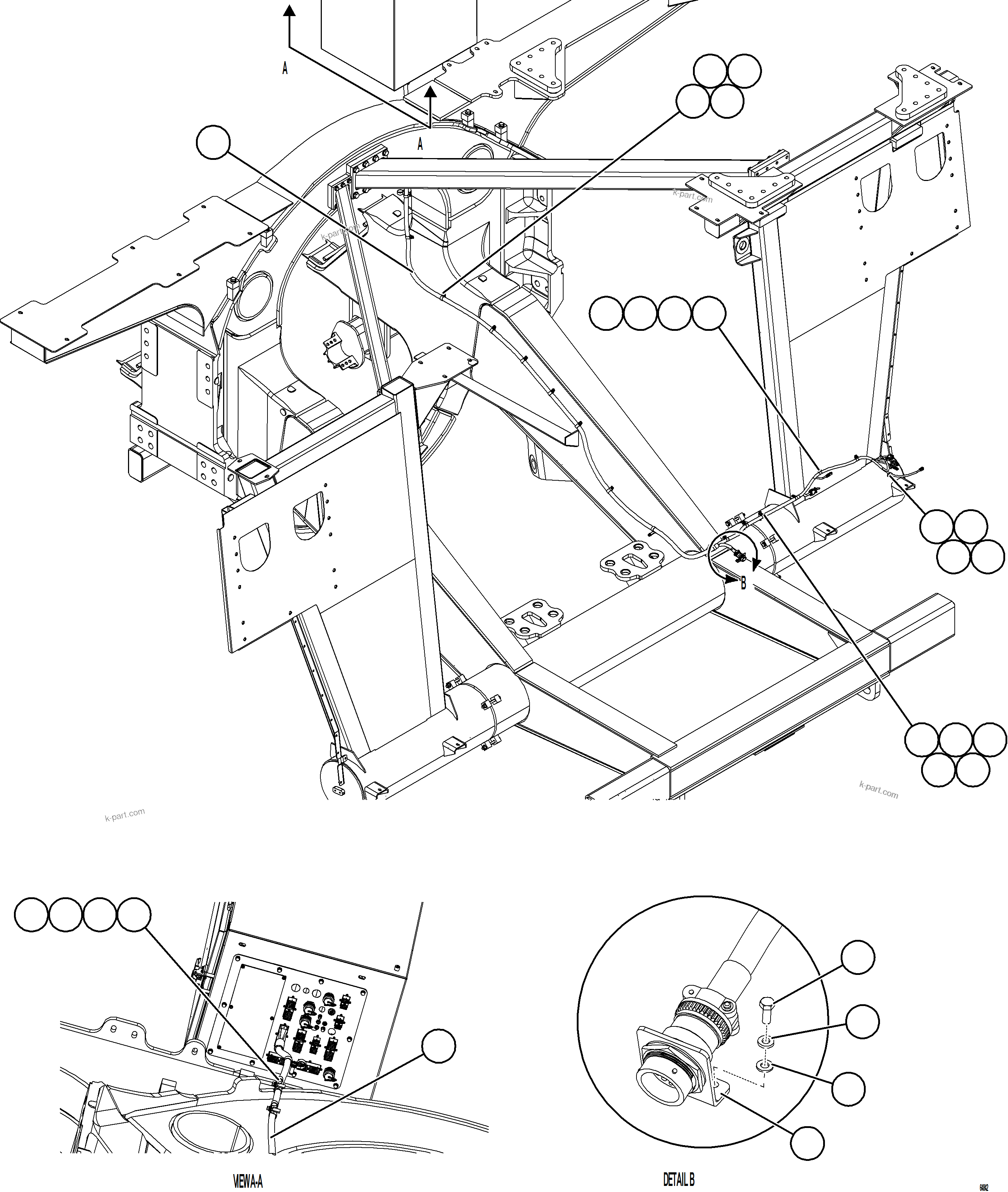 Komatsu parts book diagram for AFE78-X 930E-5 S/N A40089  IOCC: LEFT FRONT FRAME RAIL HARNESS